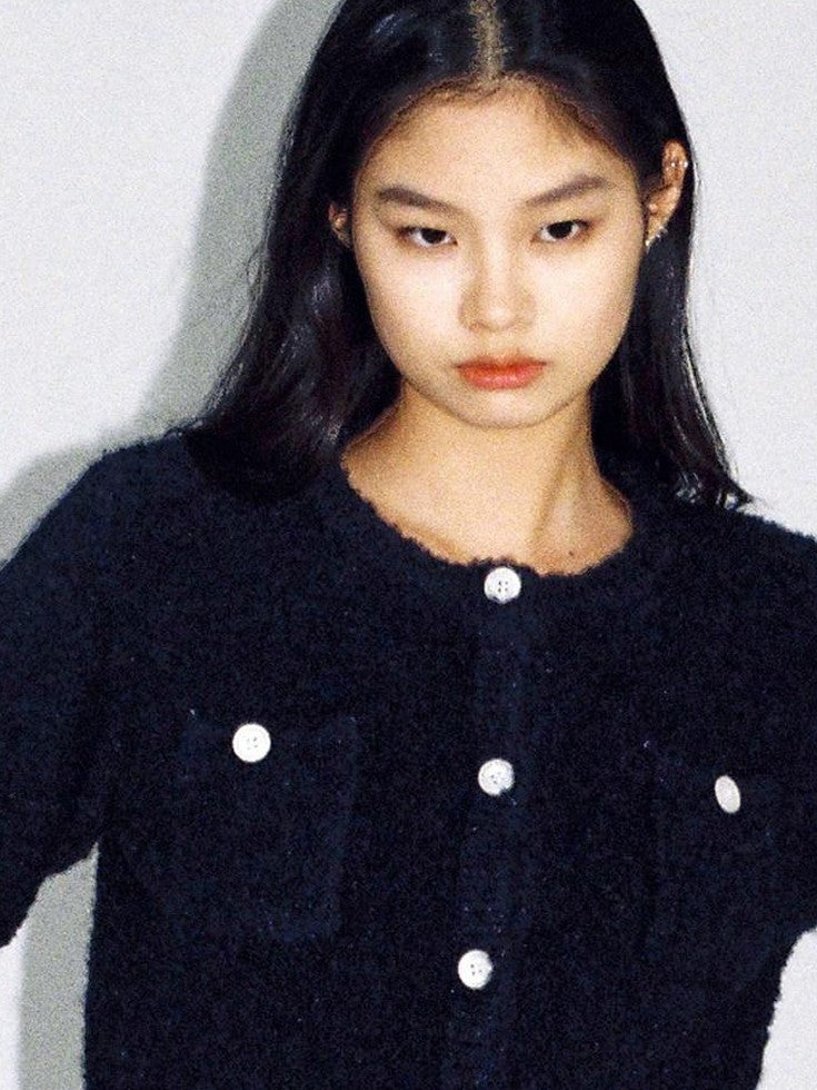 SweetChilling Navy Contrast Button Boucle Cardigan Women&