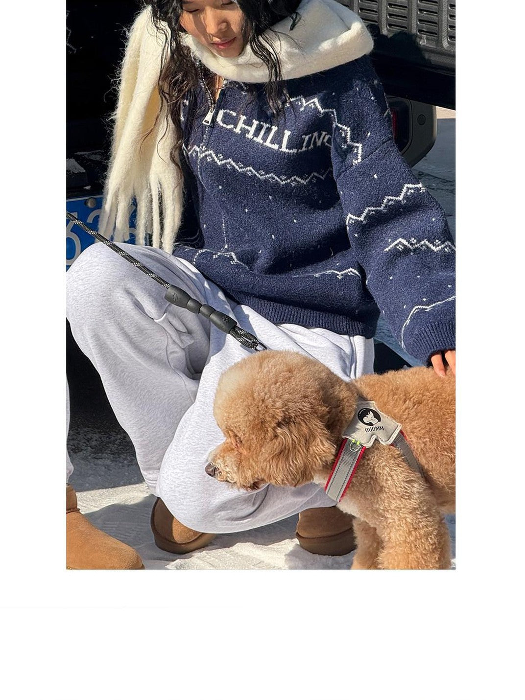 SweetChilling Nordic Logo Jacquard Knit Embroidered Women&
