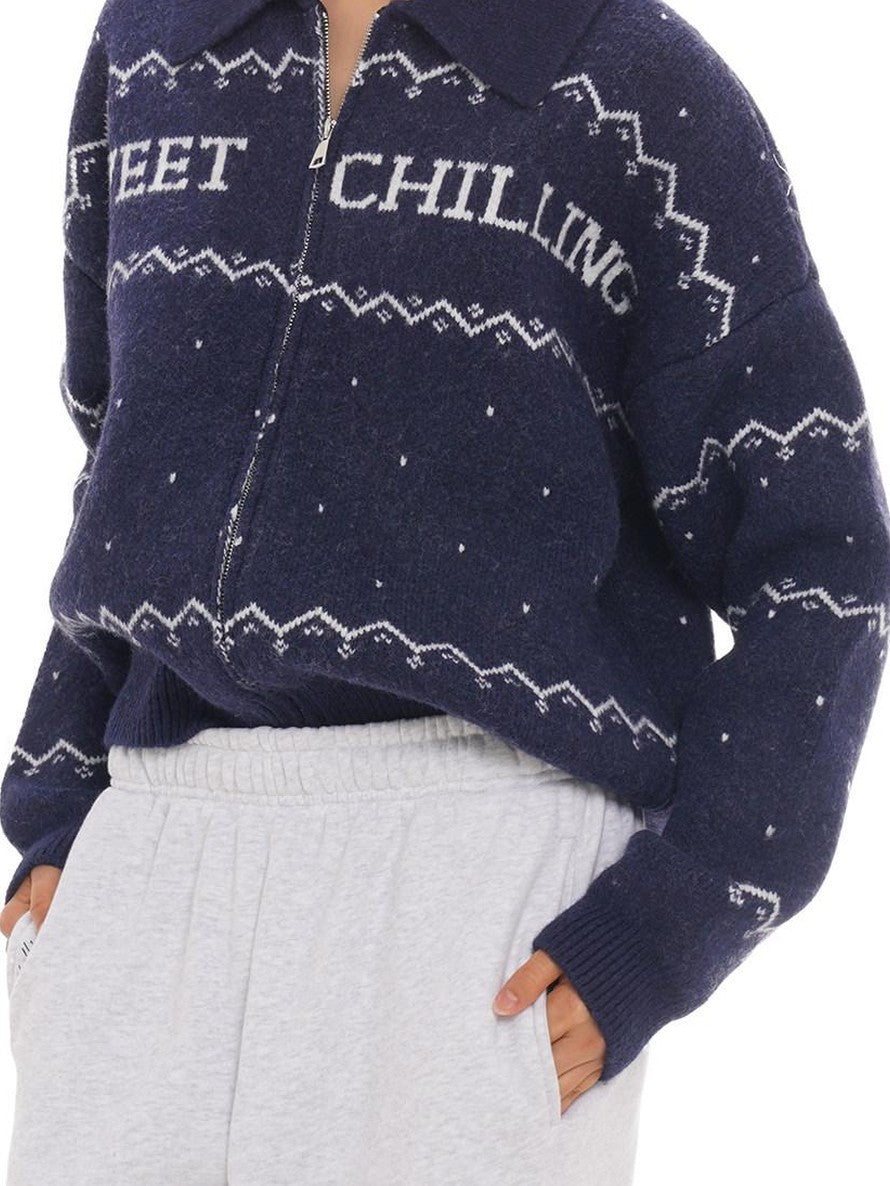 SweetChilling Nordic Logo Jacquard Knit Embroidered Women&