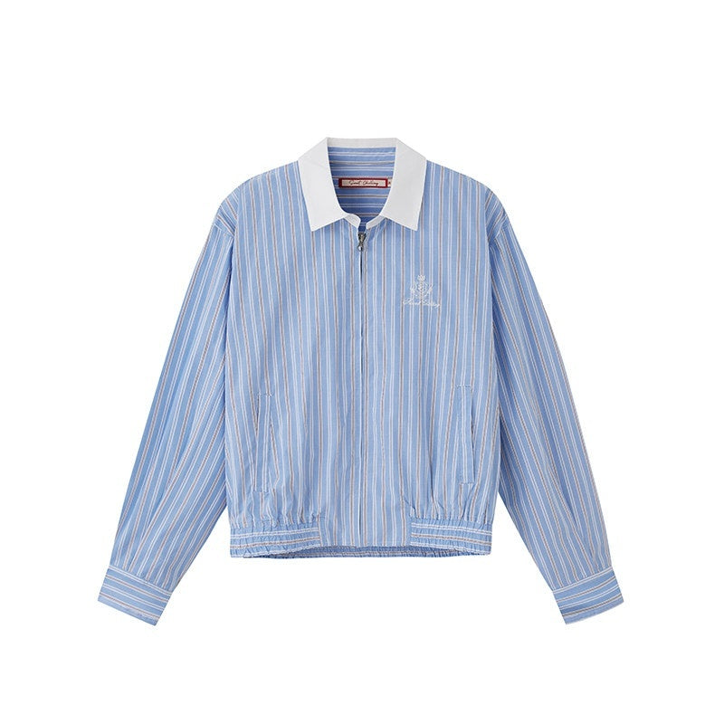 SweetChilling Preppy Striped Shirt Jacket Cardigan Women&