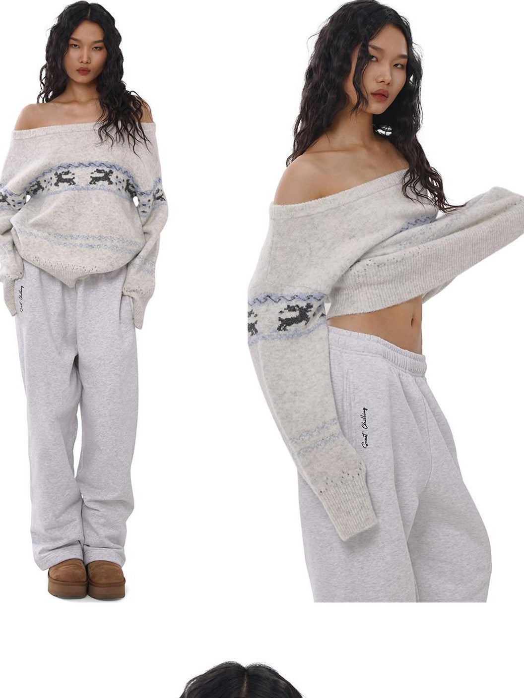 SweetChilling Reindeer Jacquard Loose Women&