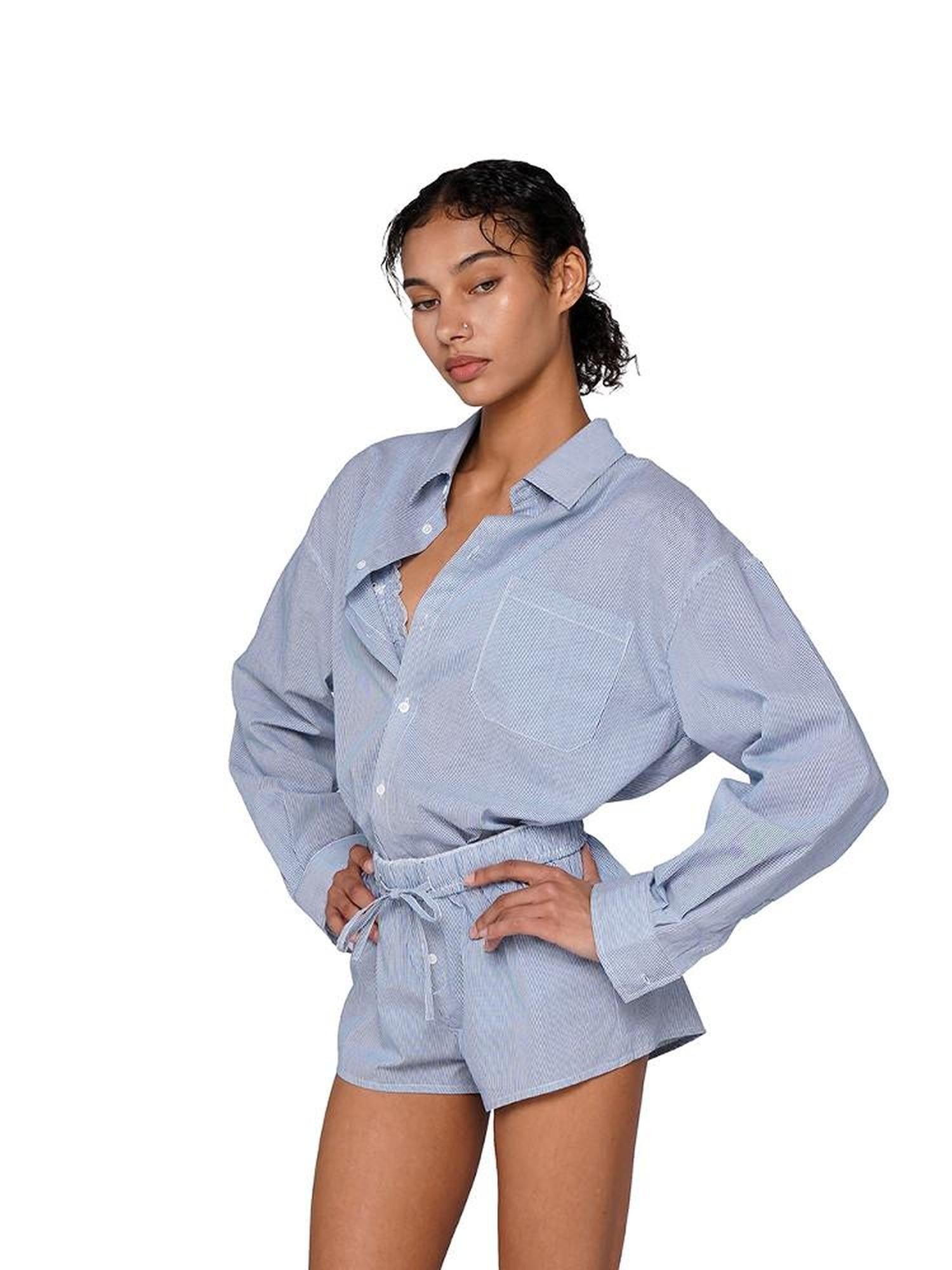SweetChilling Resort Embroidered Boyfriend Shirt Women&