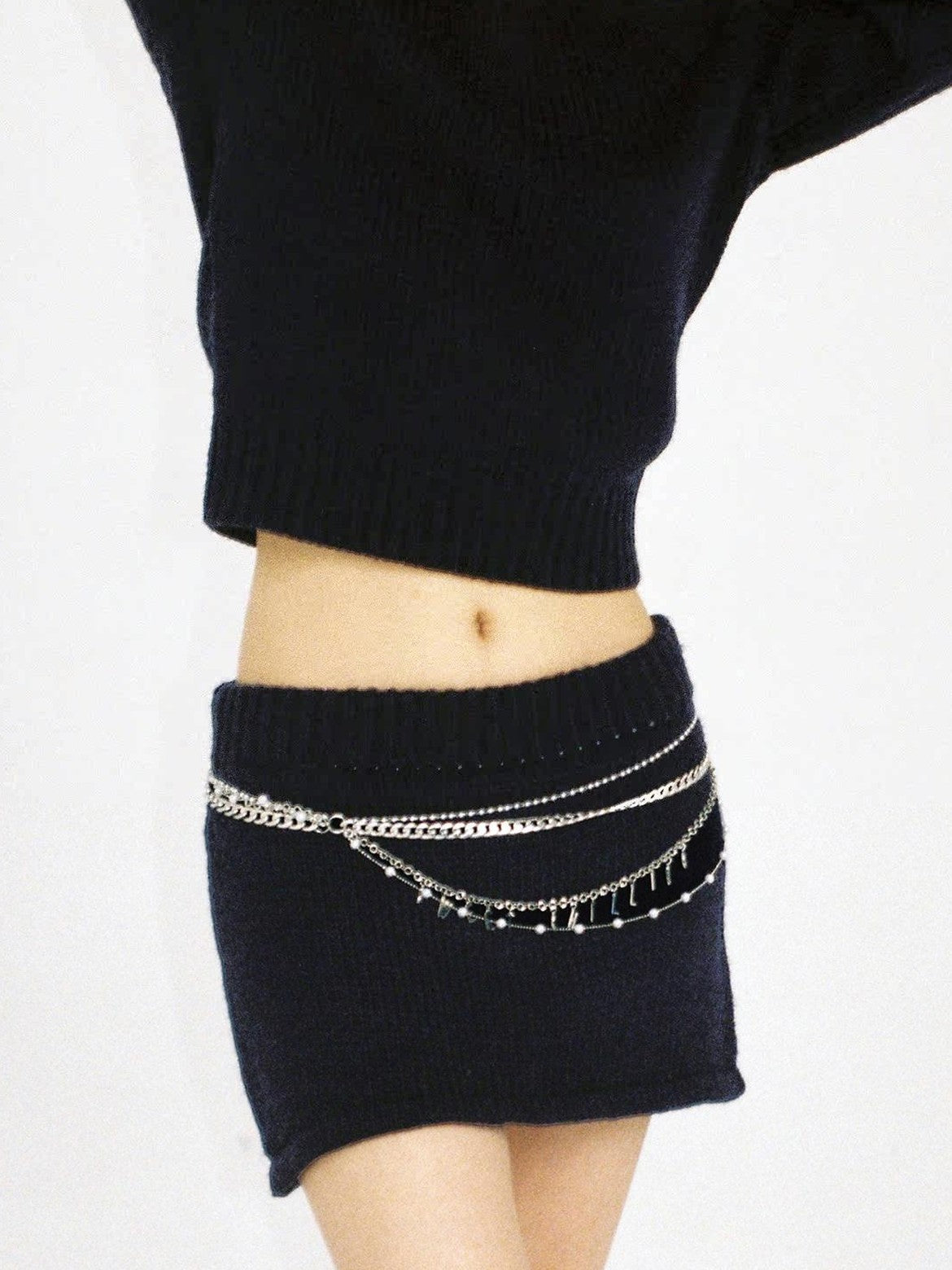 SweetChilling Silver Four Layer Metal Letter Waist Chain Women&