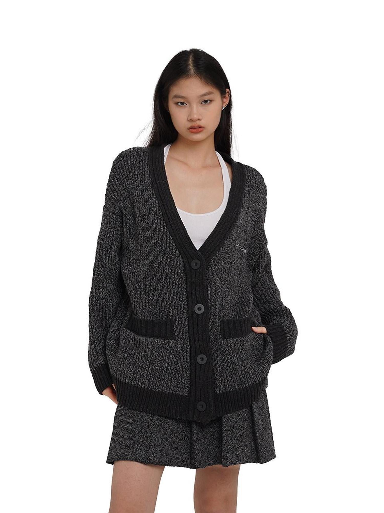 SweetChilling Slimming Colorblock Floral V-neck Cardigan Pleated Women&
