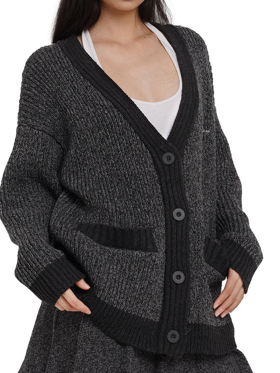 SweetChilling Slimming Colorblock Floral V-neck Cardigan Pleated Women&