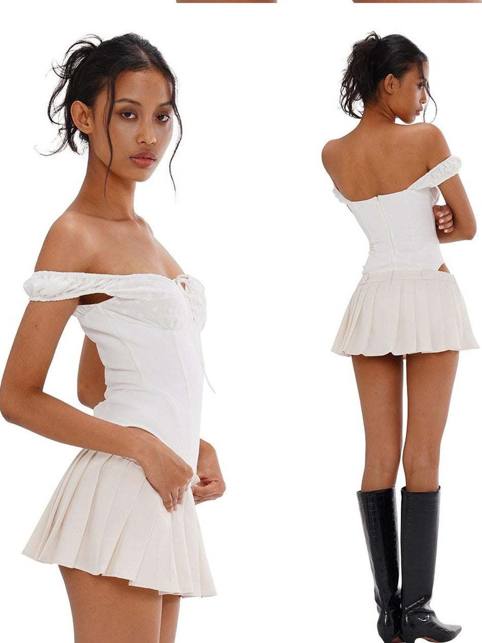 SweetChilling Sporty Pleated Spliced Cutout Waist Cinch Women&
