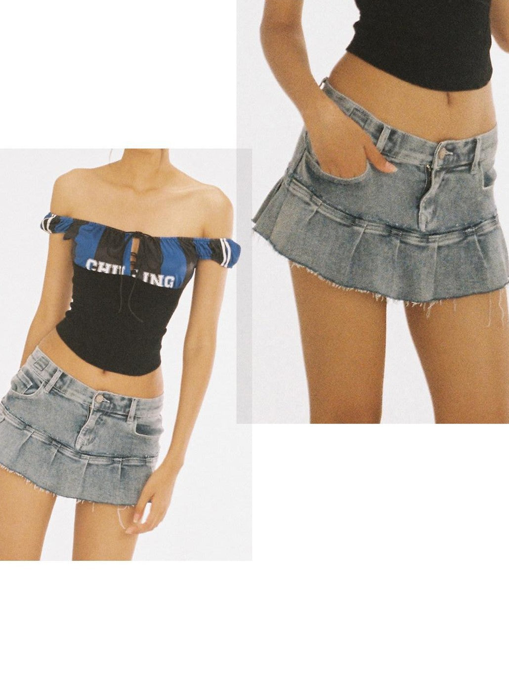 SweetChilling Sporty Spliced Waist Cinch V-neck Printed Cropped Women&