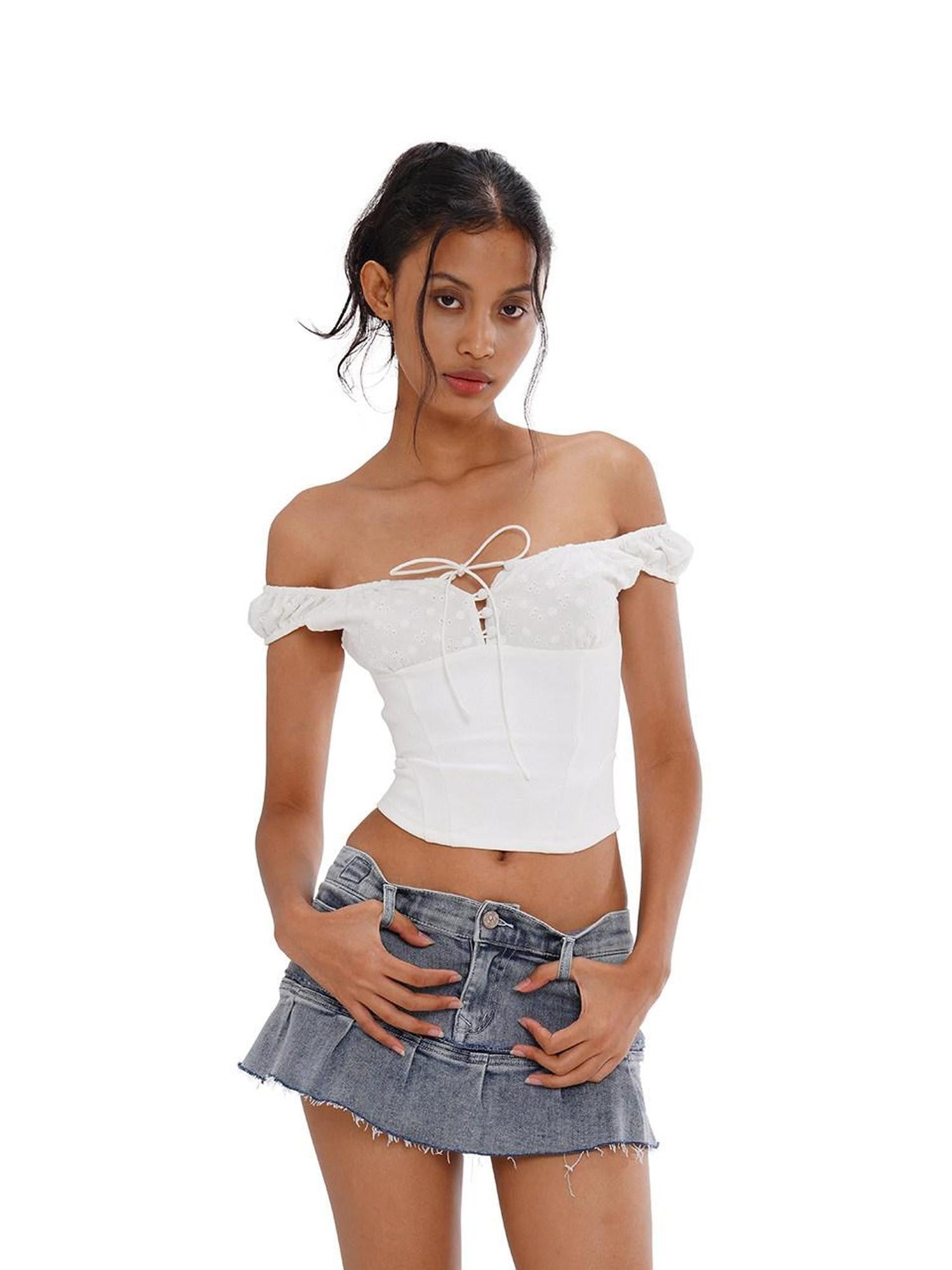 SweetChilling Sporty Spliced Waist Cinch V-neck Printed Cropped Women&