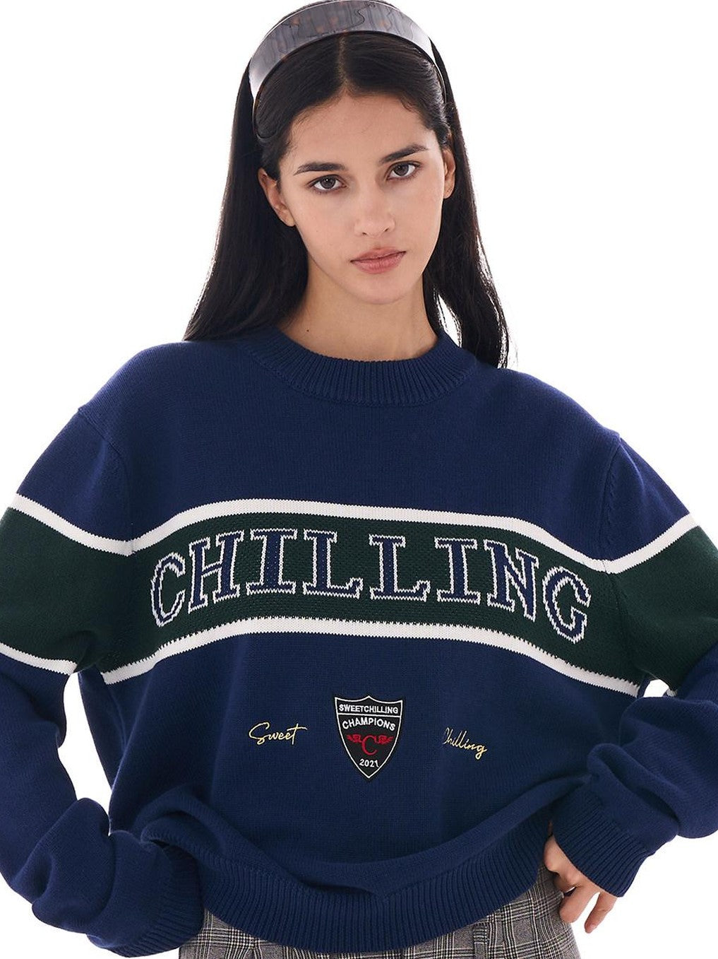 SweetChilling Vintage Preppy Letter Jacquard Embroidered Badge Women&