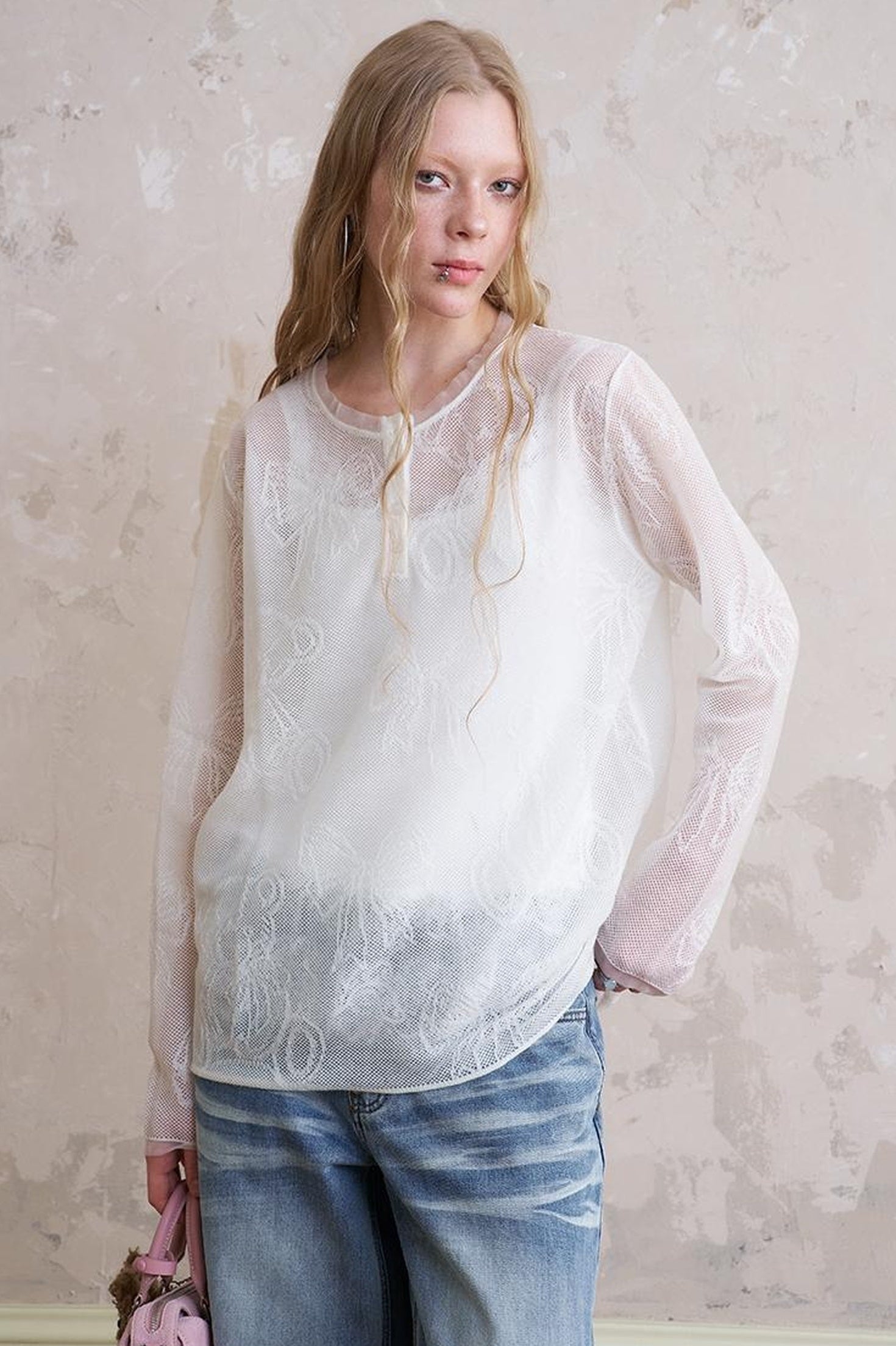 DIDDI MODA Sweet Bow Bear Henley Knit Top