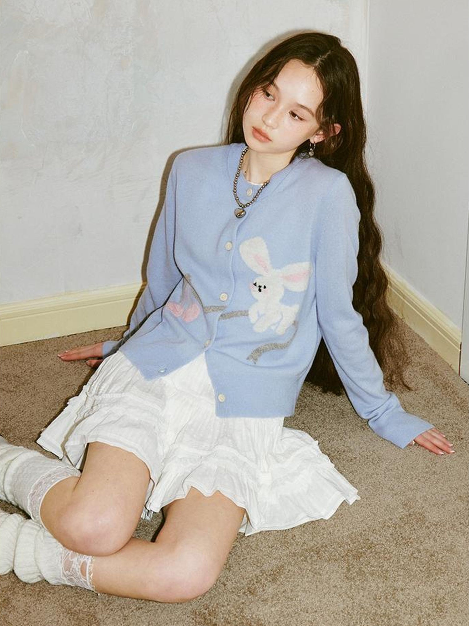 DIDDI MODA Sweet Bunny Cherry Knit Cardigan