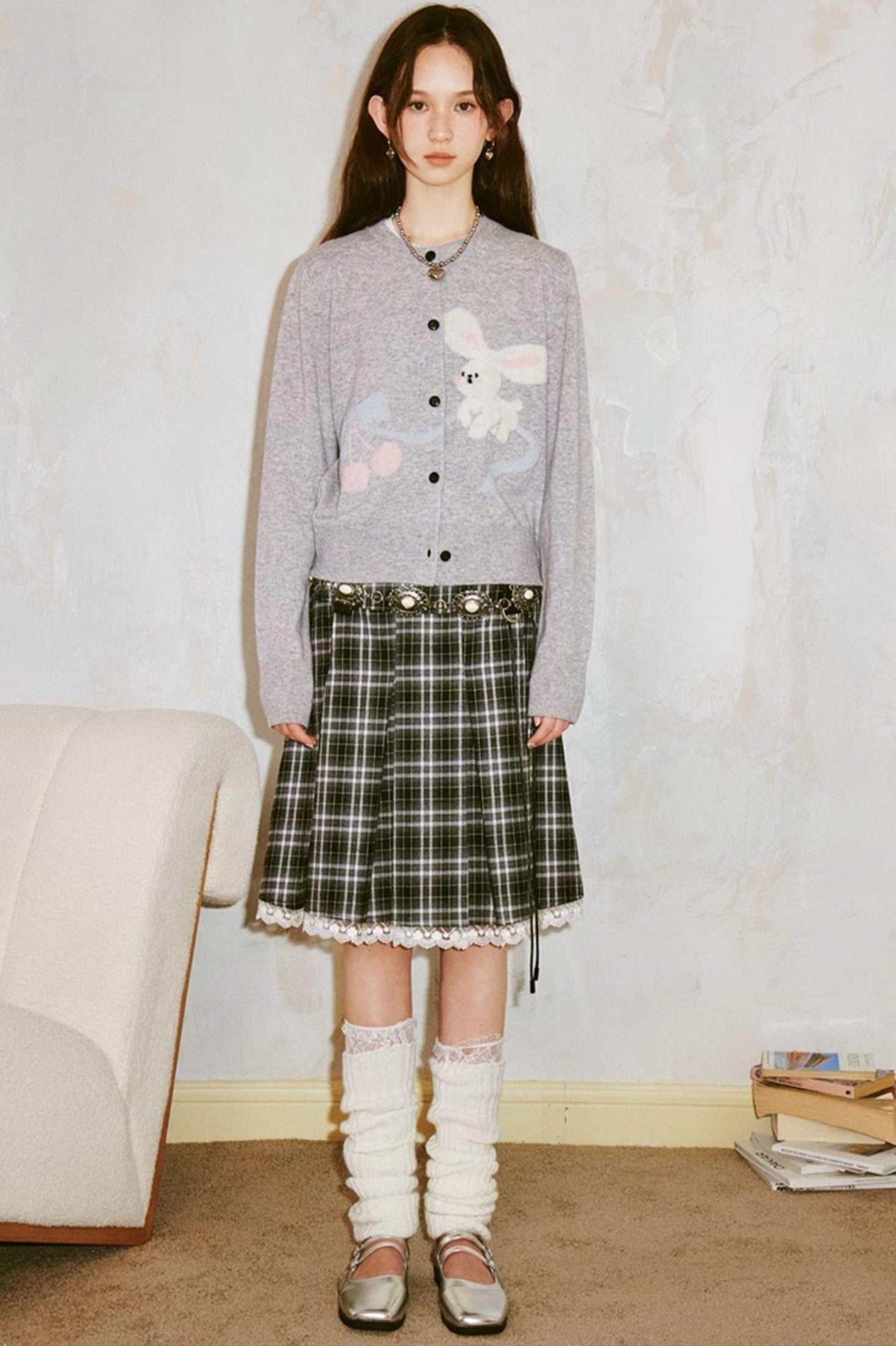 DIDDI MODA Sweet Bunny Cherry Knit Cardigan