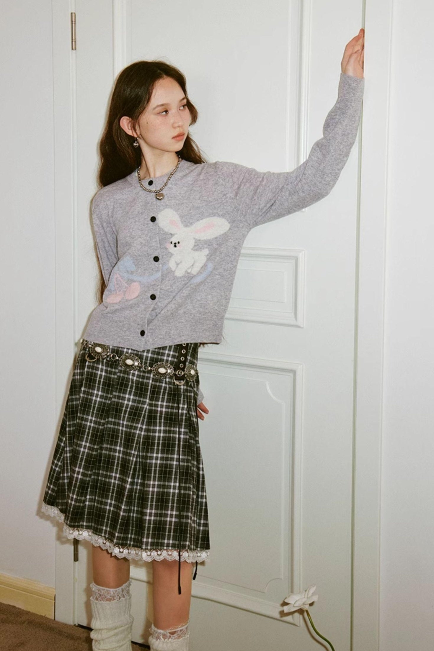 DIDDI MODA Sweet Bunny Cherry Knit Cardigan