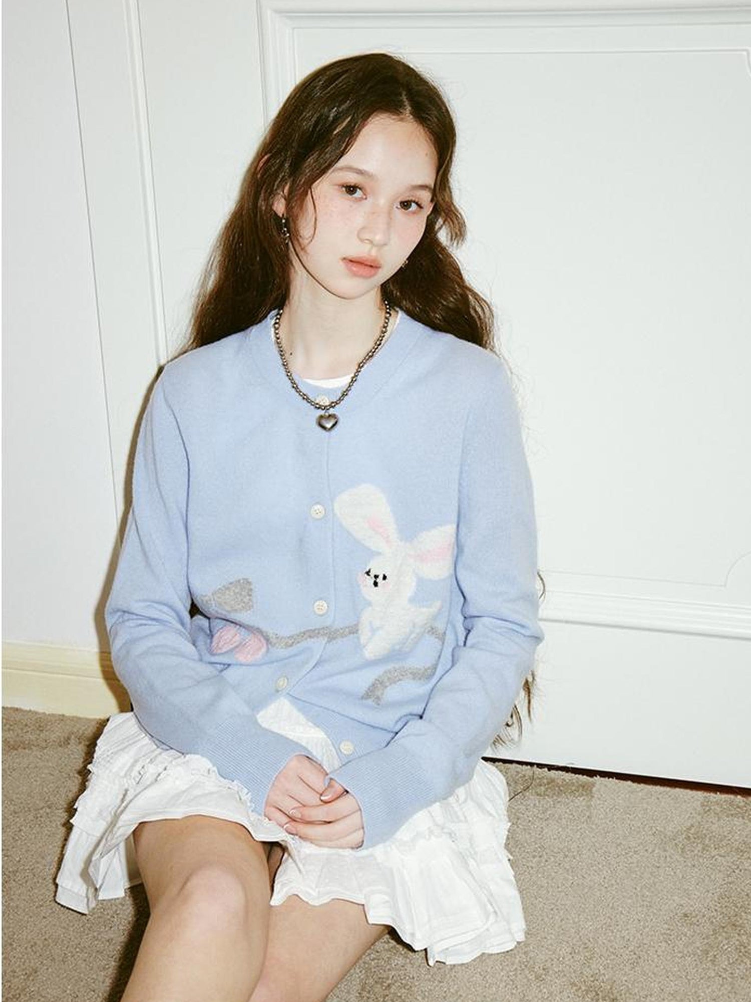 DIDDI MODA Sweet Bunny Cherry Knit Cardigan