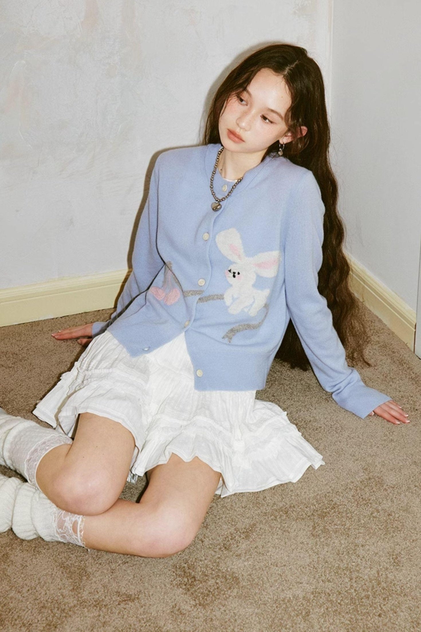 DIDDI MODA Sweet Bunny Cherry Knit Cardigan