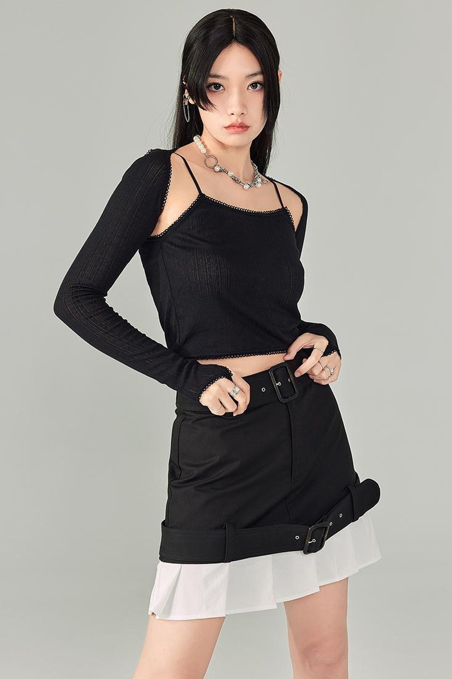 DIDDI MODA Sweet Cool Cutout Sleeve Cami Piece Set