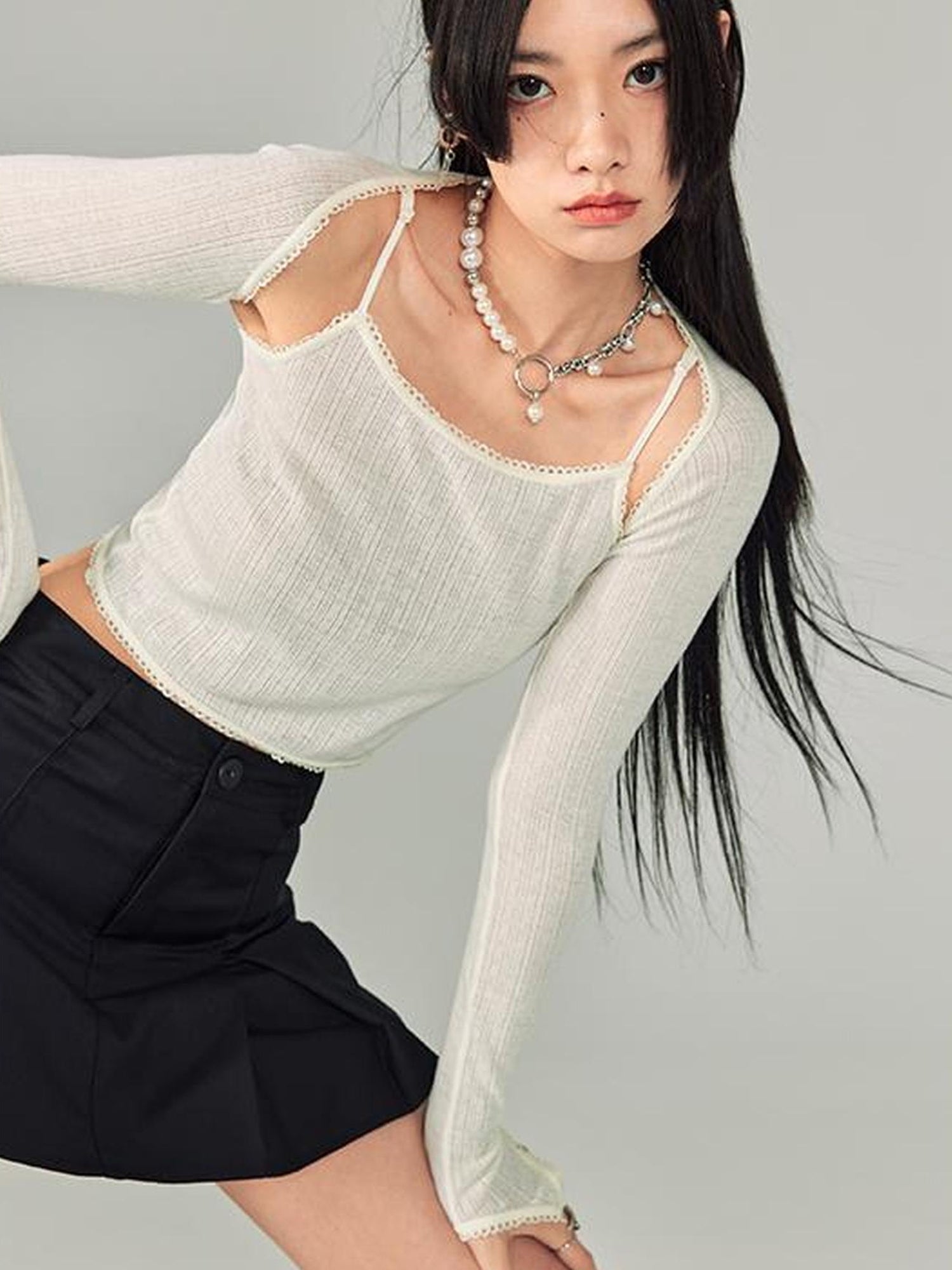 DIDDI MODA Sweet Cool Cutout Sleeve Cami Piece Set