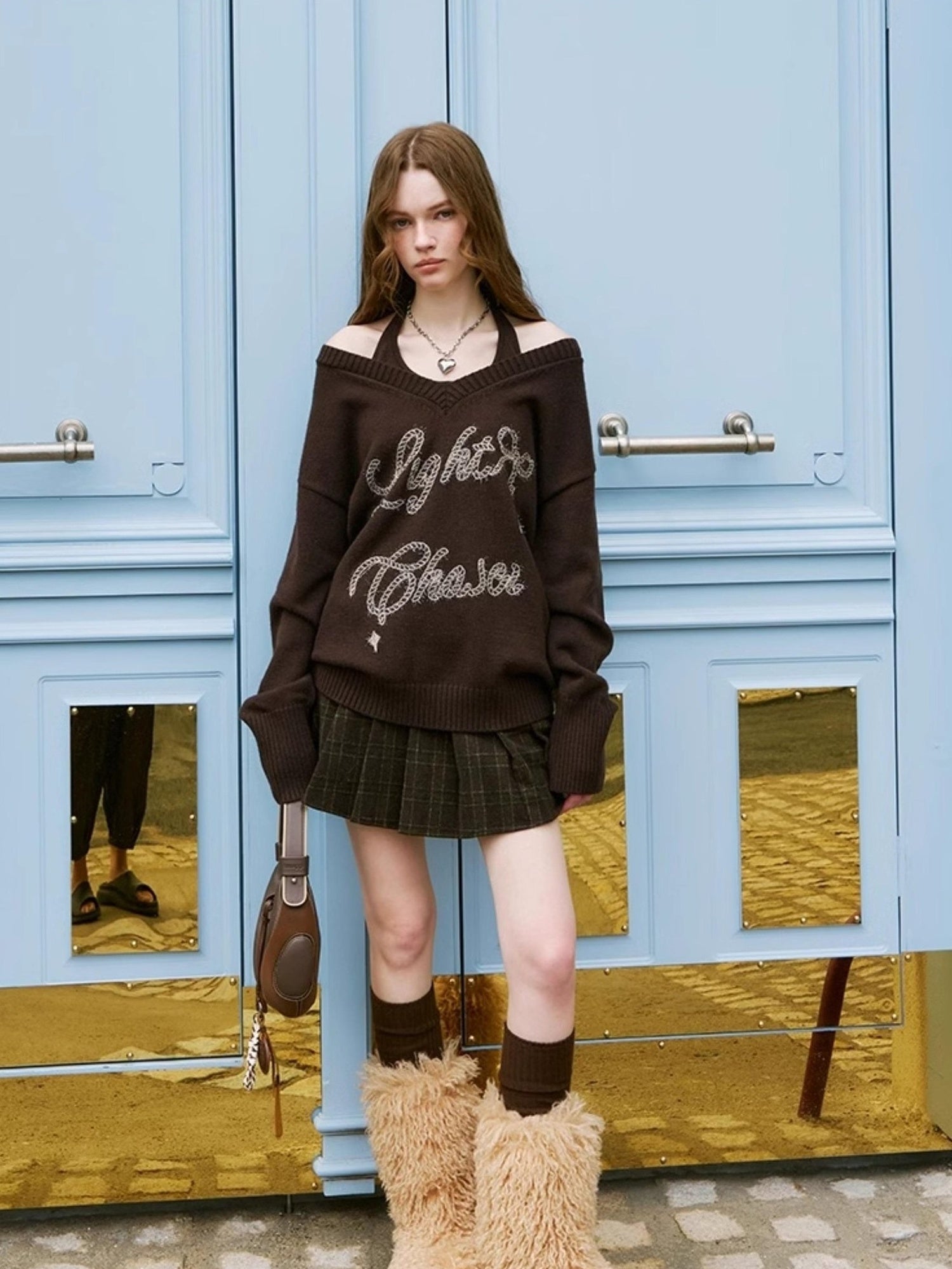 DIDDI MODA Sweet Cool V Neck Knit Set