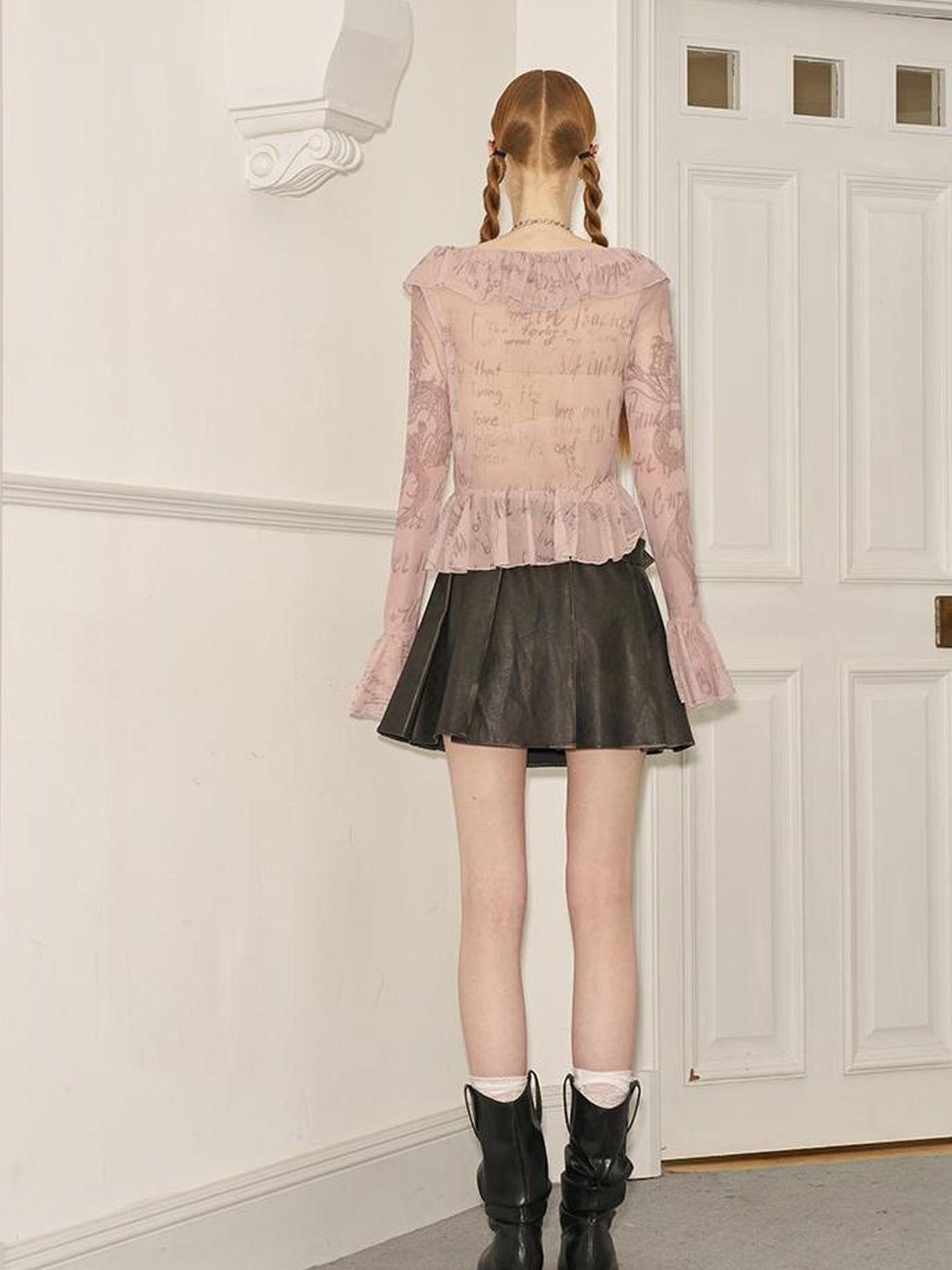 DIDDI MODA Sweet Edge Graffiti Mesh Cardigan