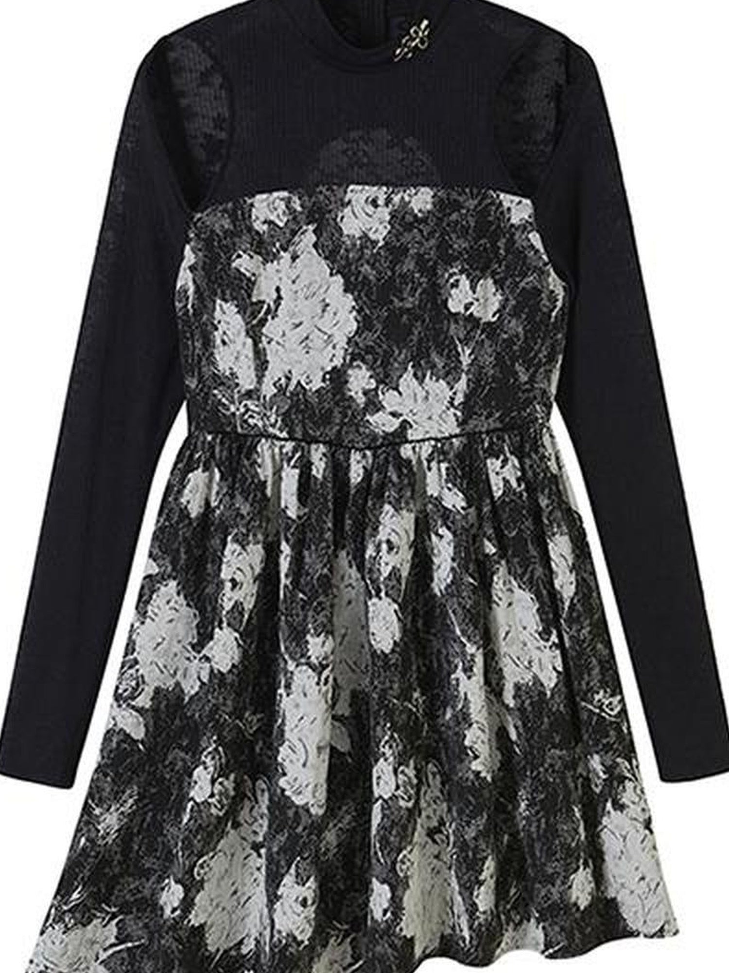 DIDDI MODA Sweet Goth Lace Shoulder Floral Mini Dress