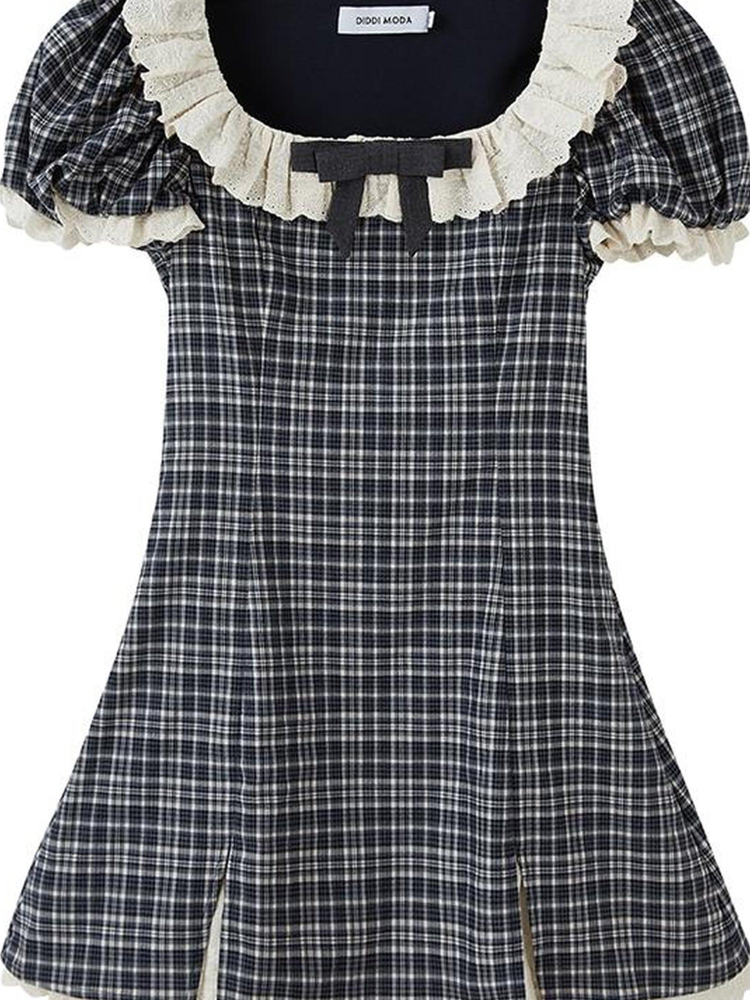 DIDDI MODA Sweet Lace Bow Tiered Mini Dress