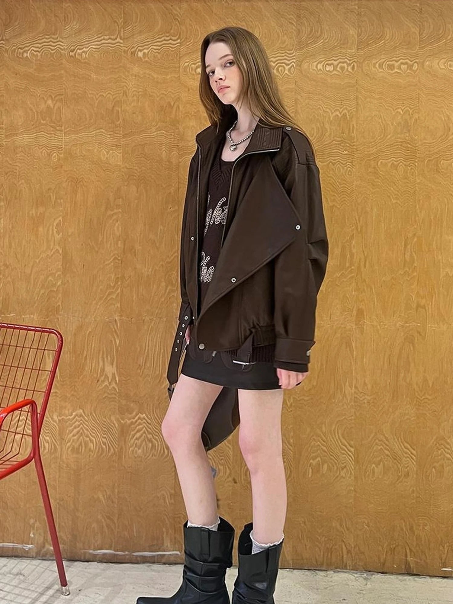 Sweet Punk Quilted Oversize PU Biker Jacket