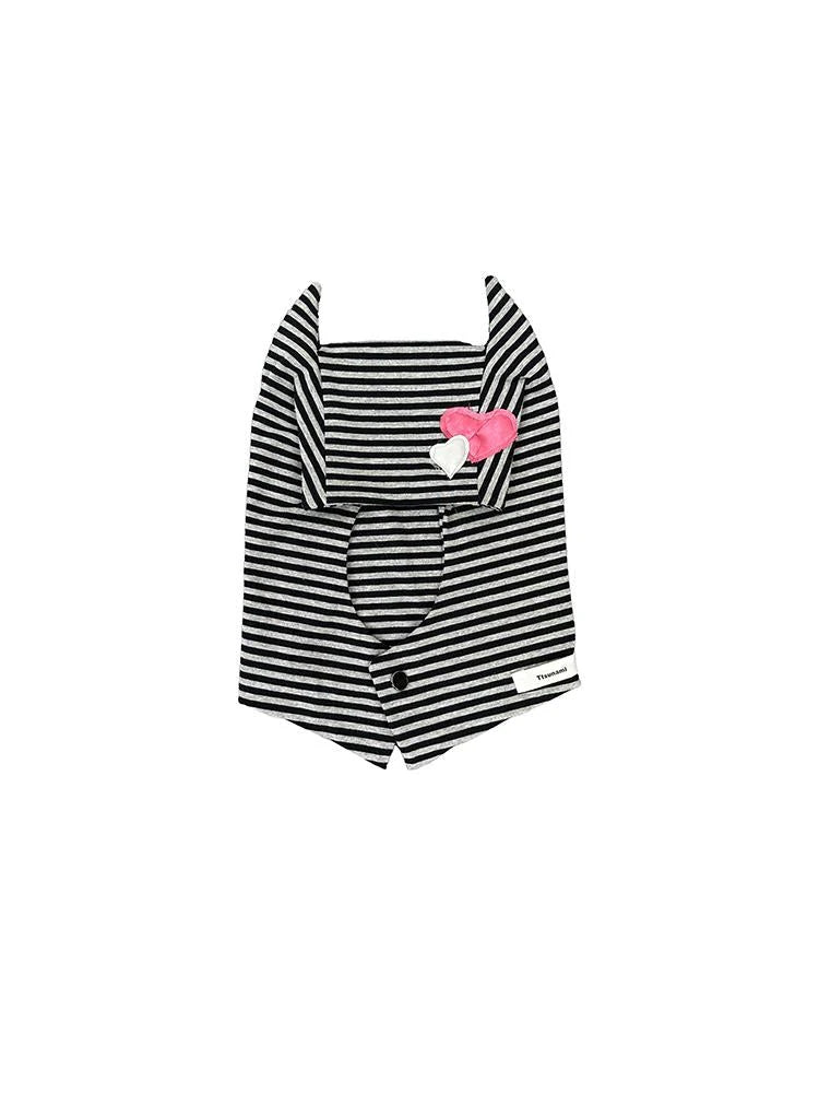 Sweet Punk Striped Knit Beanie With Metal Snaps For Fall Winter Hats