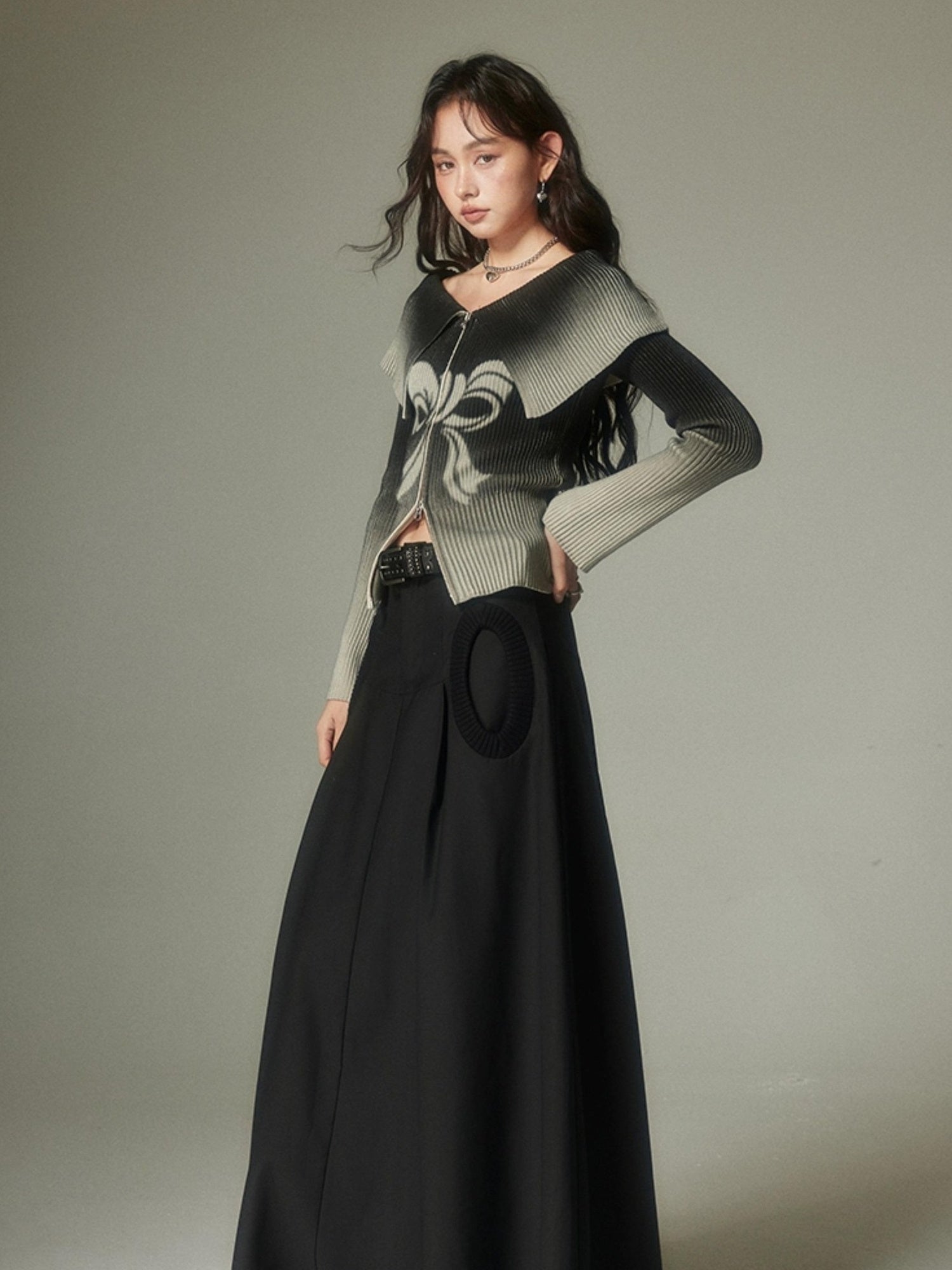 DIDDI MODA Sweet Rebel Bow Gradient Knit Cardigan