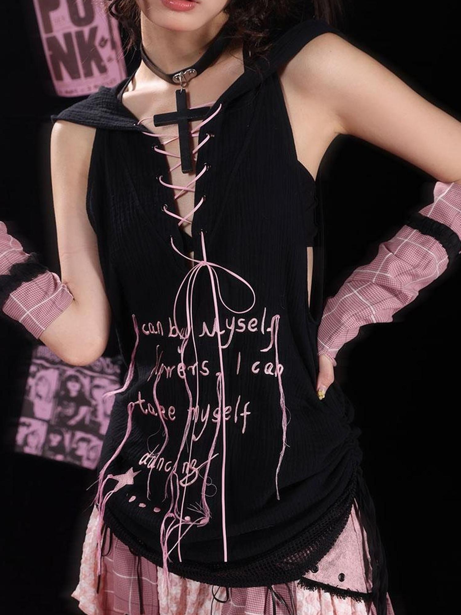 WSW WUSHENWU Sweet Rebel Lazy Hoodie Vest