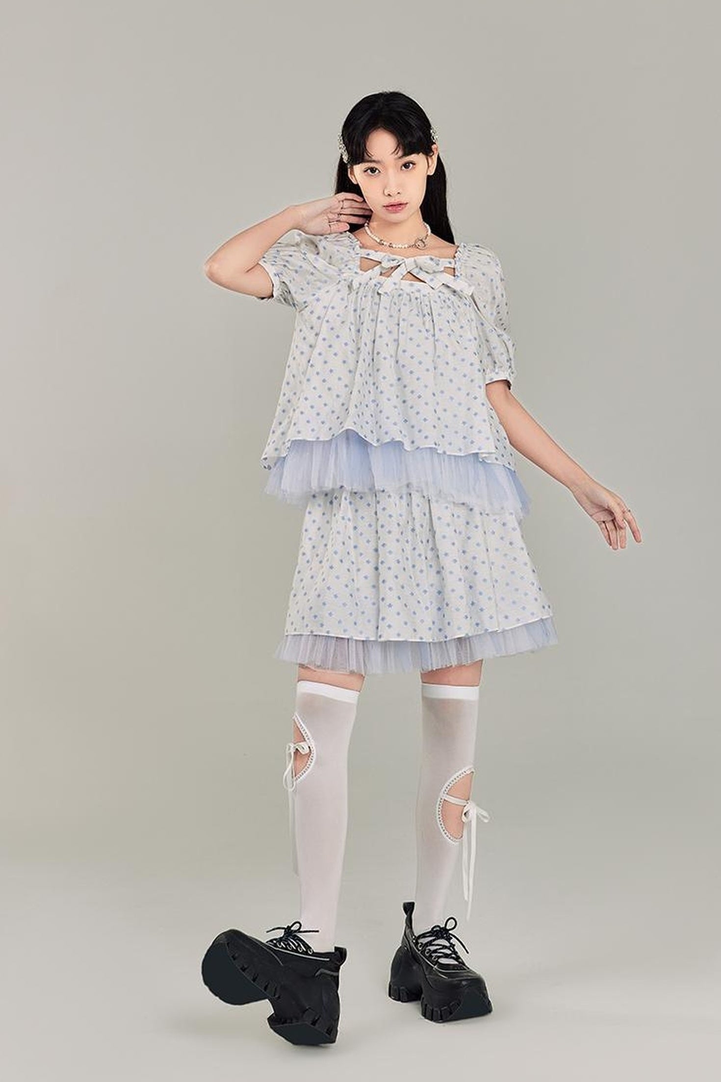 DIDDI MODA Sweet Salty Floral Square Neck Two Piece Set