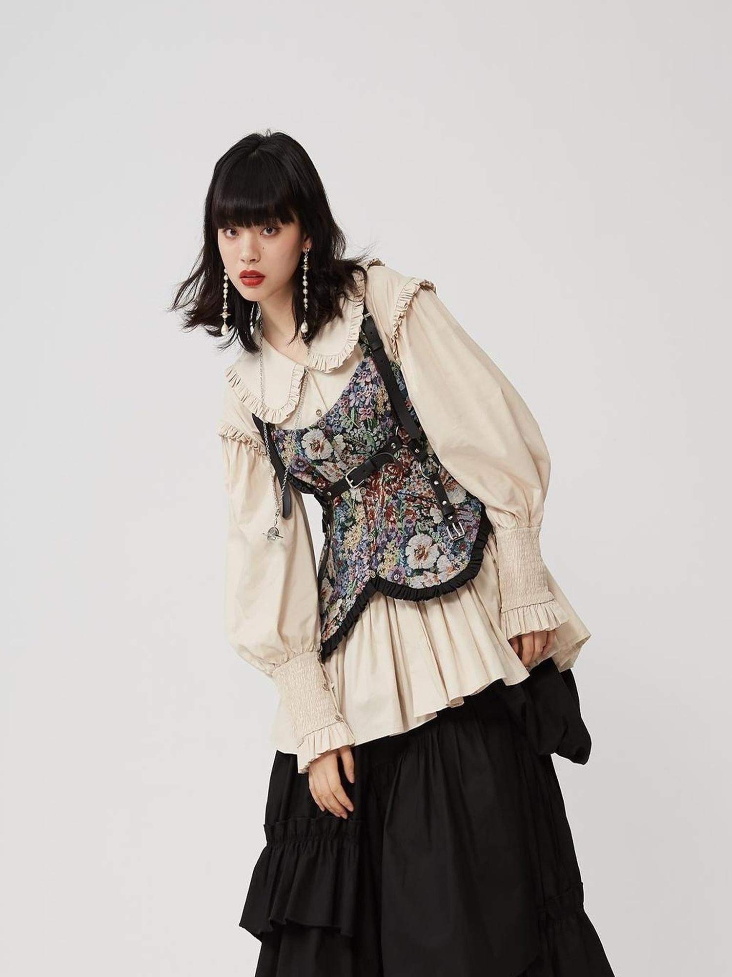 Sweet Mi Sweet Spice Moonlight Cotton Shirring Blouse