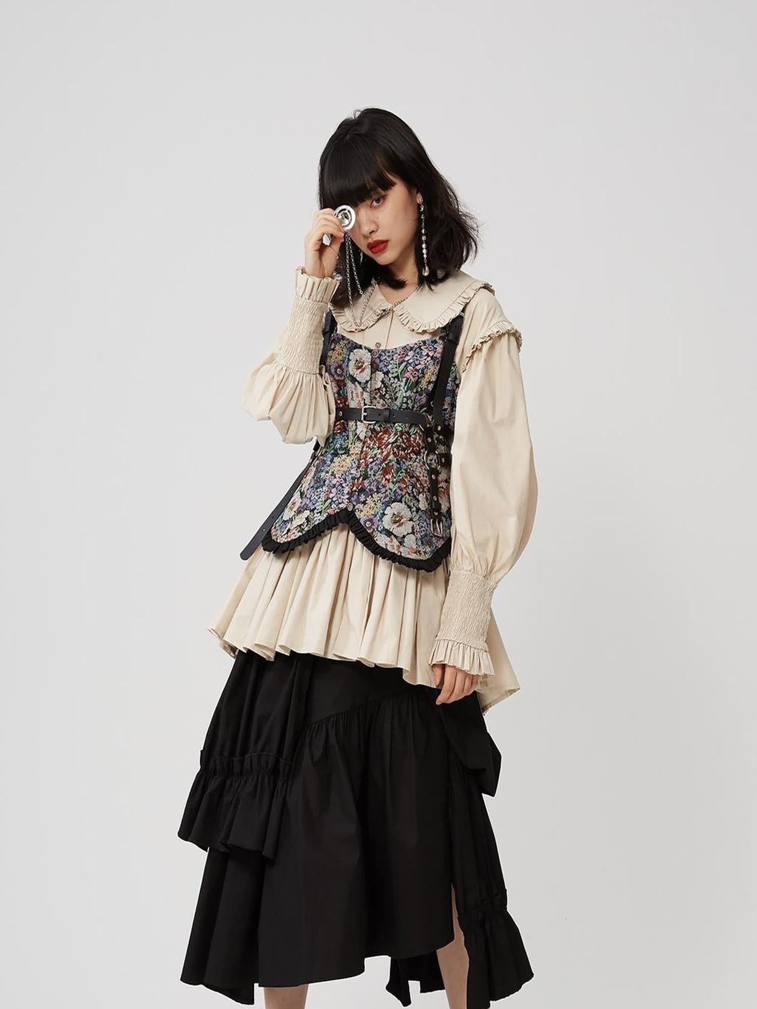 Sweet Mi Sweet Spice Moonlight Cotton Shirring Blouse