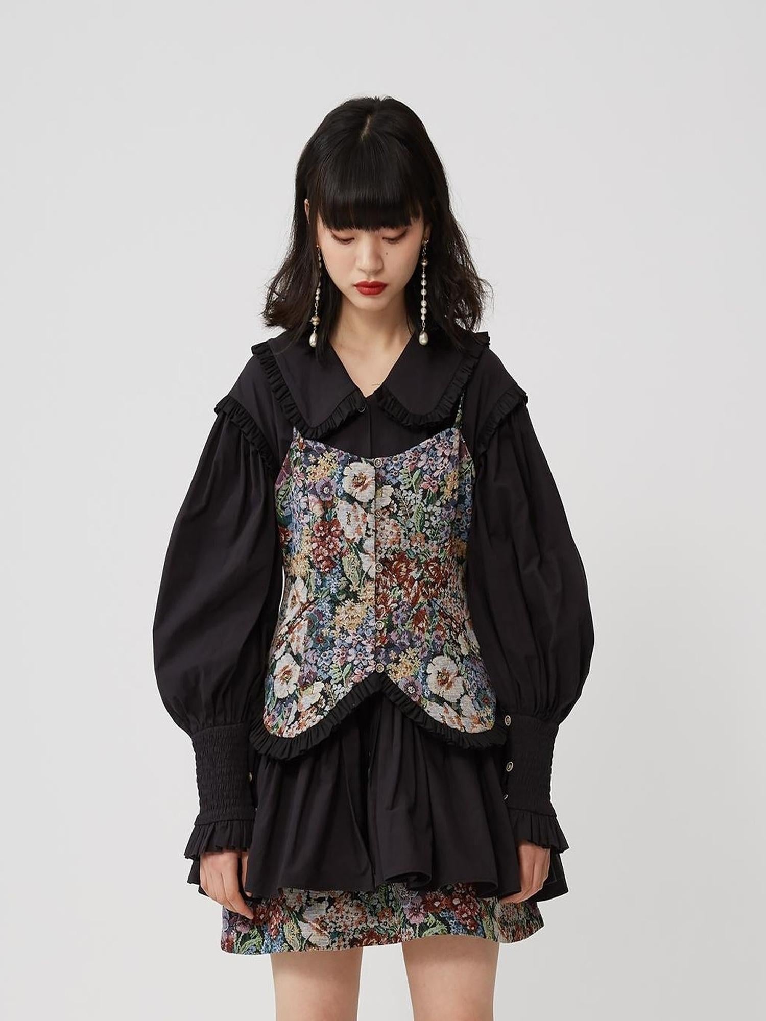 Sweet Mi Sweet Spice Moonlight Cotton Shirring Blouse