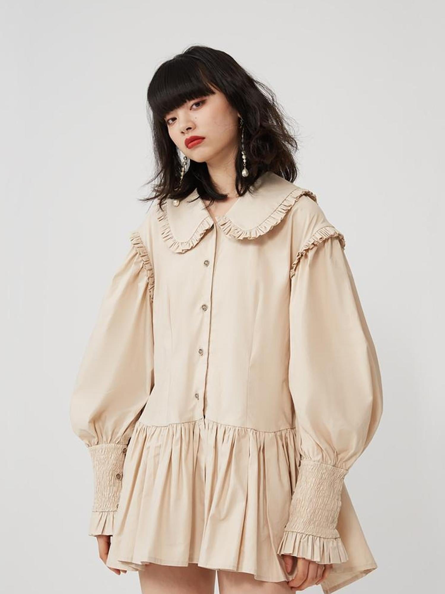 Sweet Mi Sweet Spice Moonlight Cotton Shirring Blouse