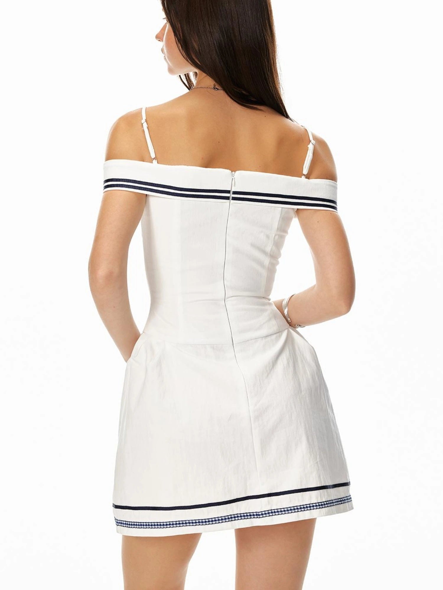 Sweet Spicy Sleeveless Navy Striped Waist Mini Dress