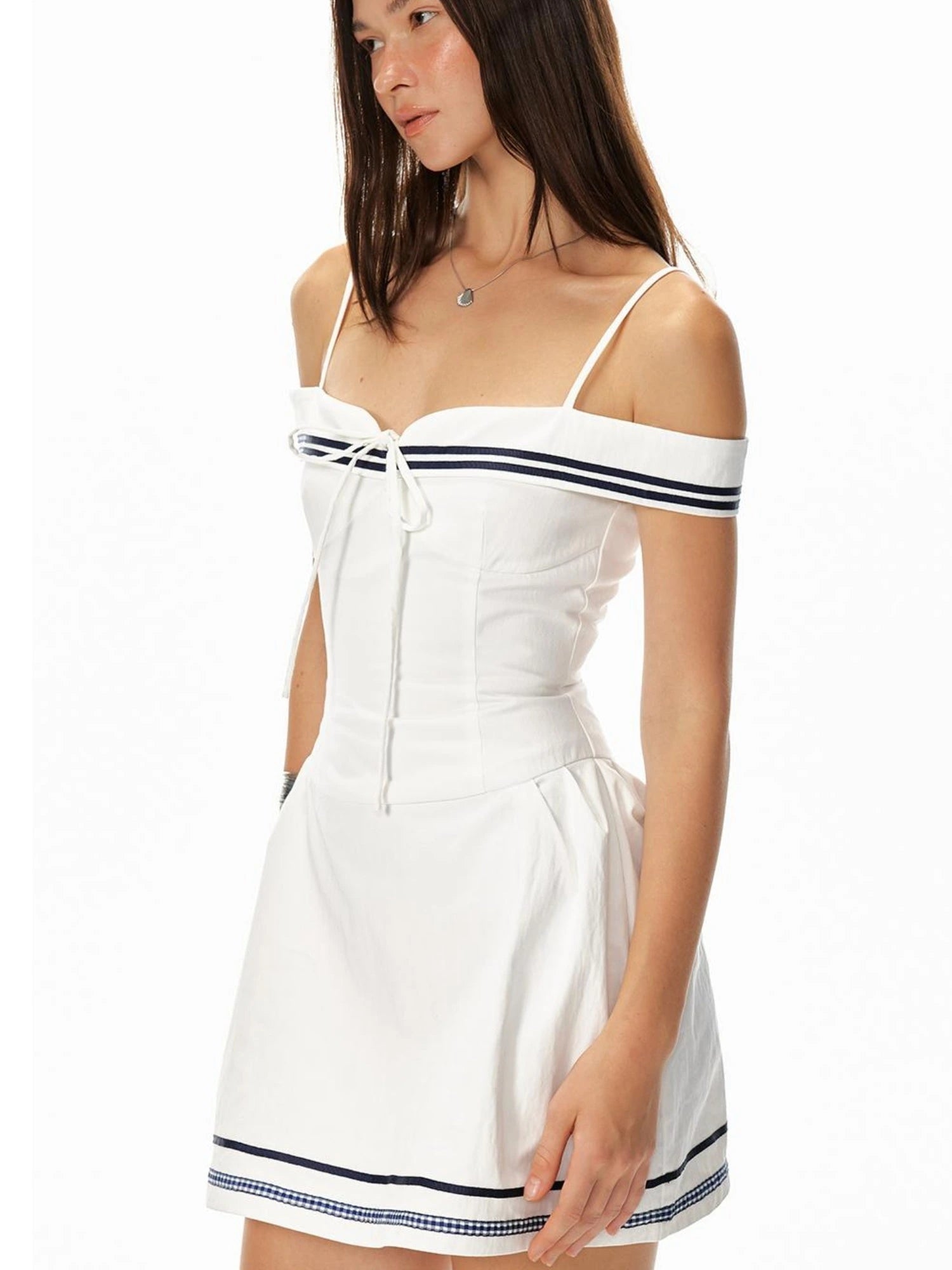 Sweet Spicy Sleeveless Navy Striped Waist Mini Dress