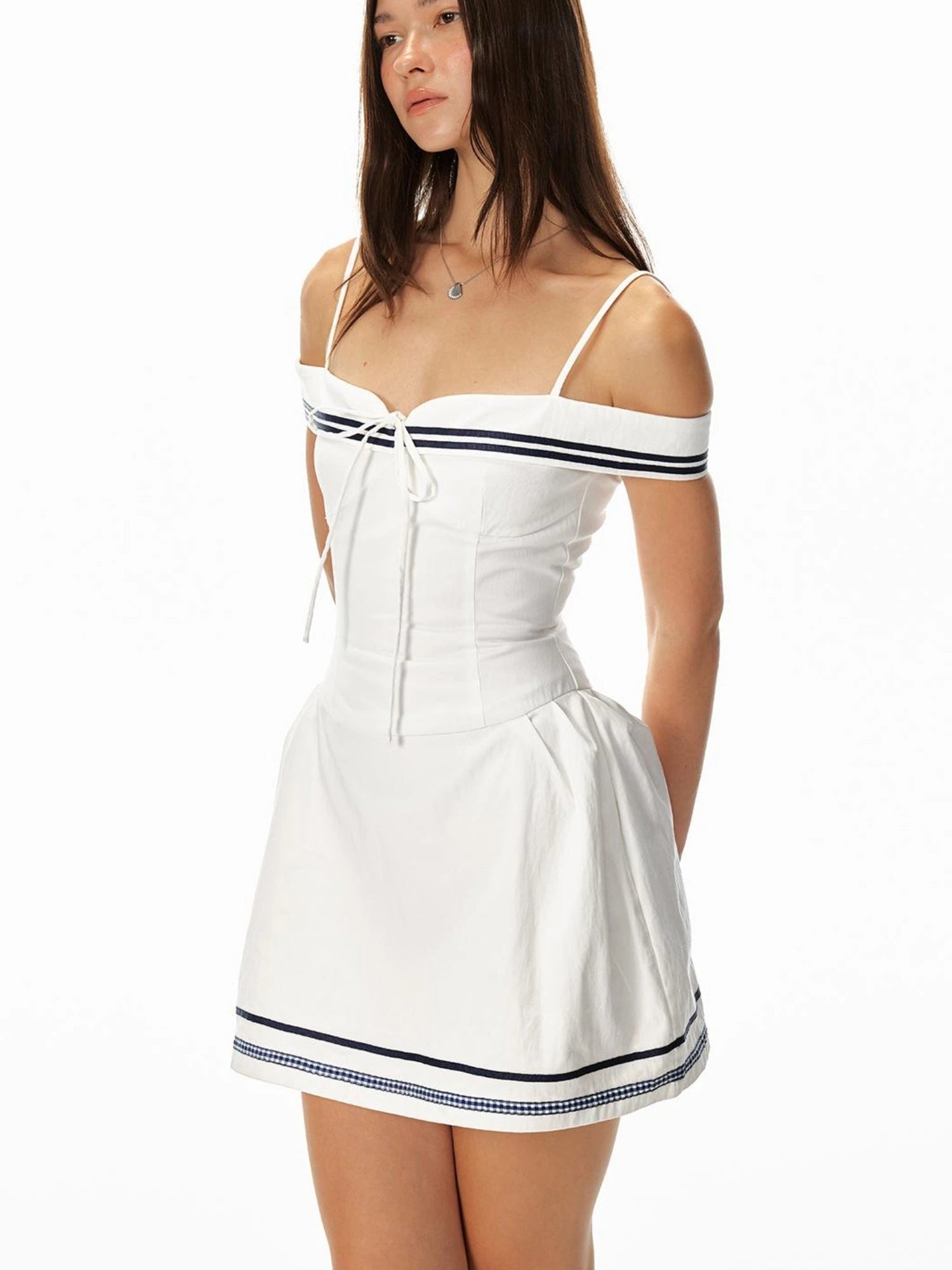Sweet Spicy Sleeveless Navy Striped Waist Mini Dress