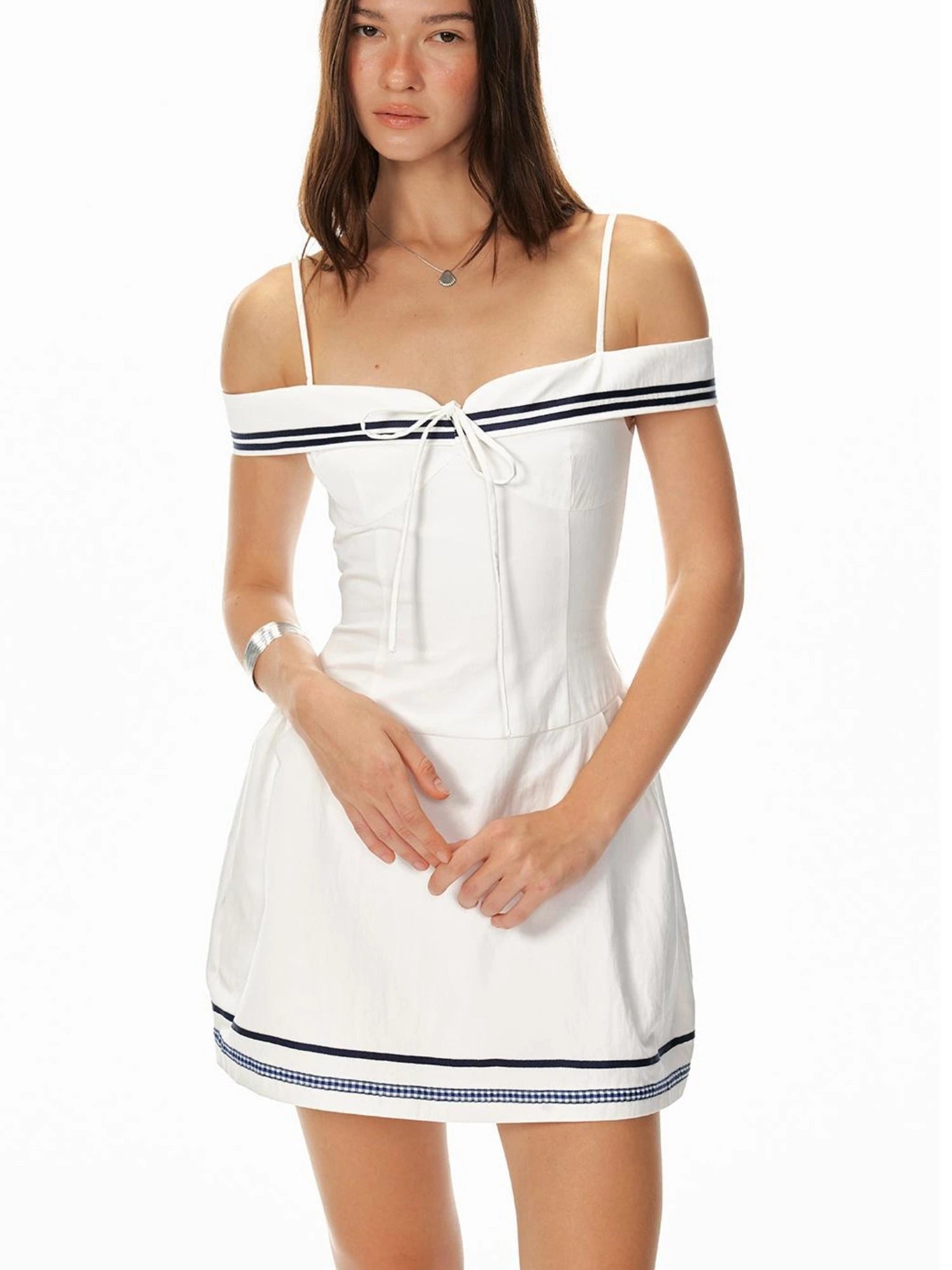 Sweet Spicy Sleeveless Navy Striped Waist Mini Dress