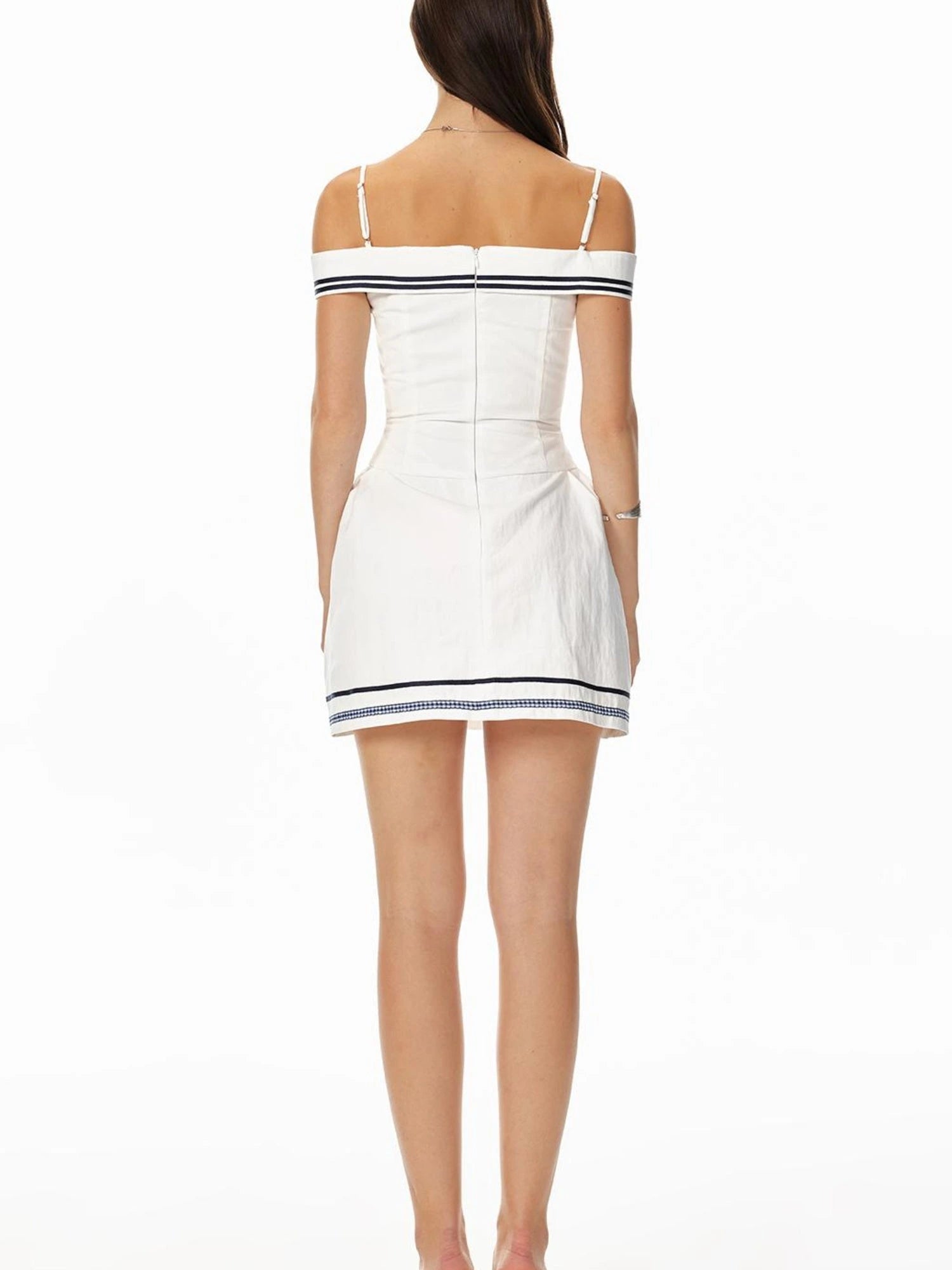 Sweet Spicy Sleeveless Navy Striped Waist Mini Dress