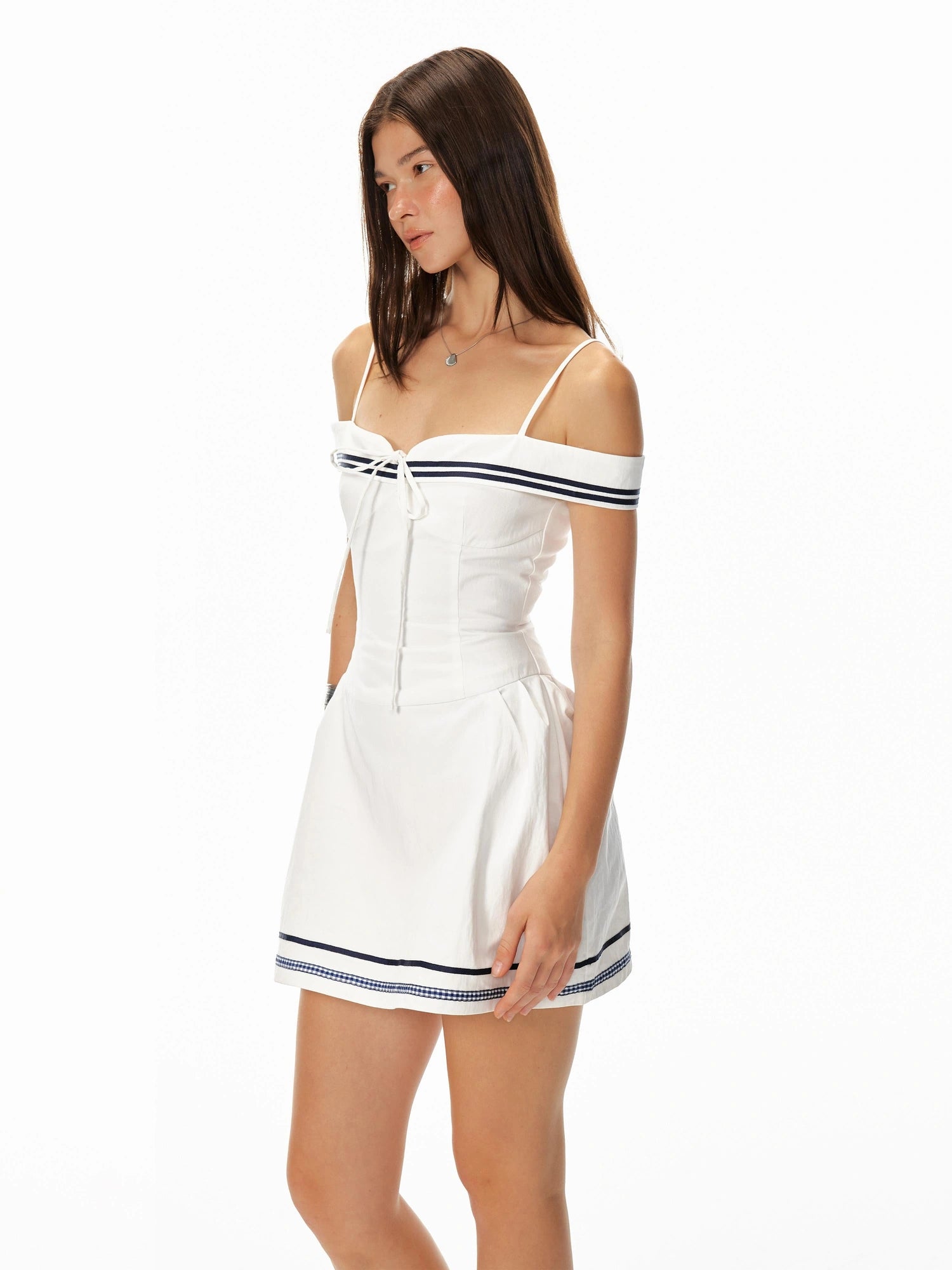 Sweet Spicy Sleeveless Navy Striped Waist Mini Dress
