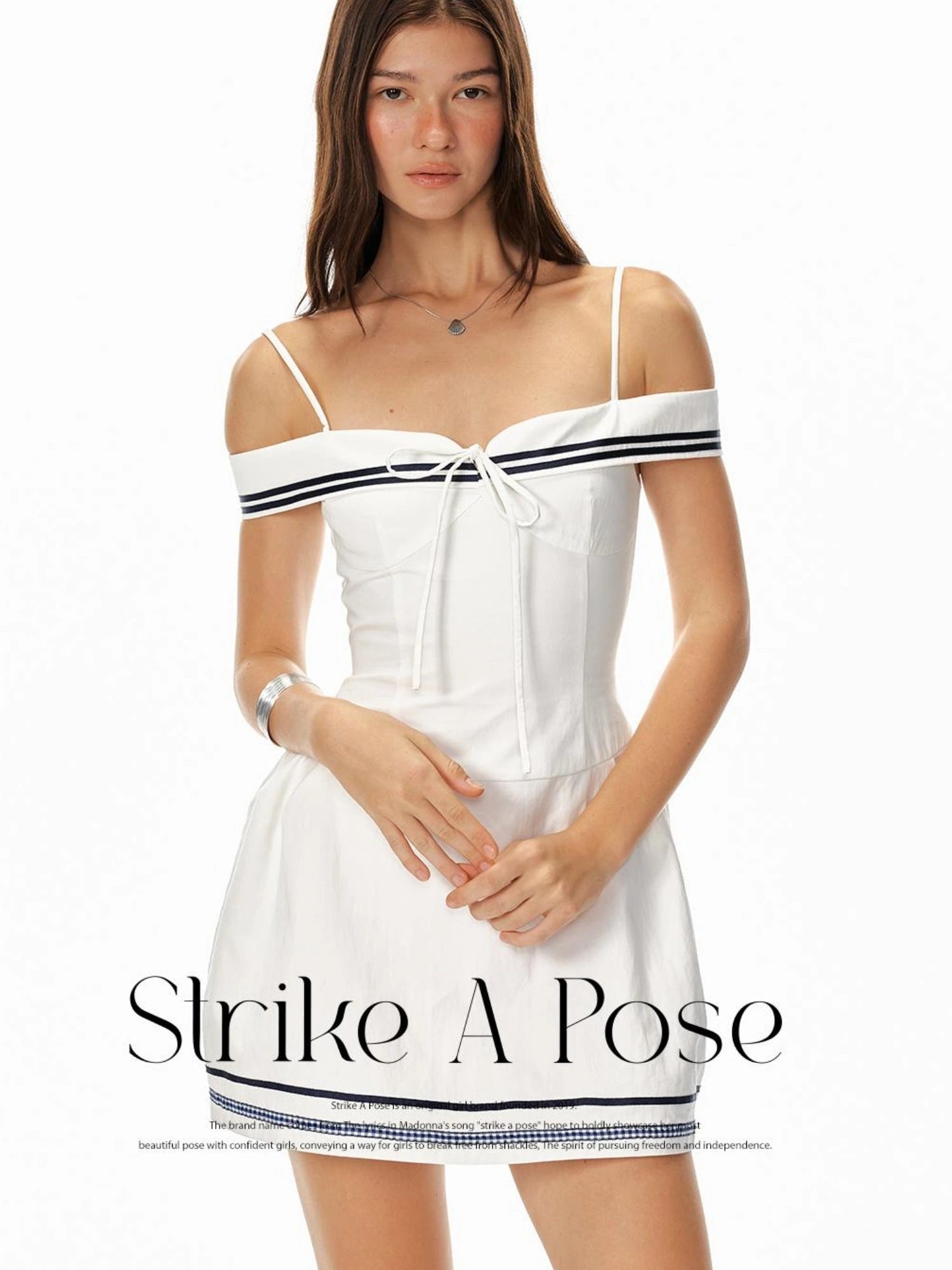 Sweet Spicy Sleeveless Navy Striped Waist Mini Dress