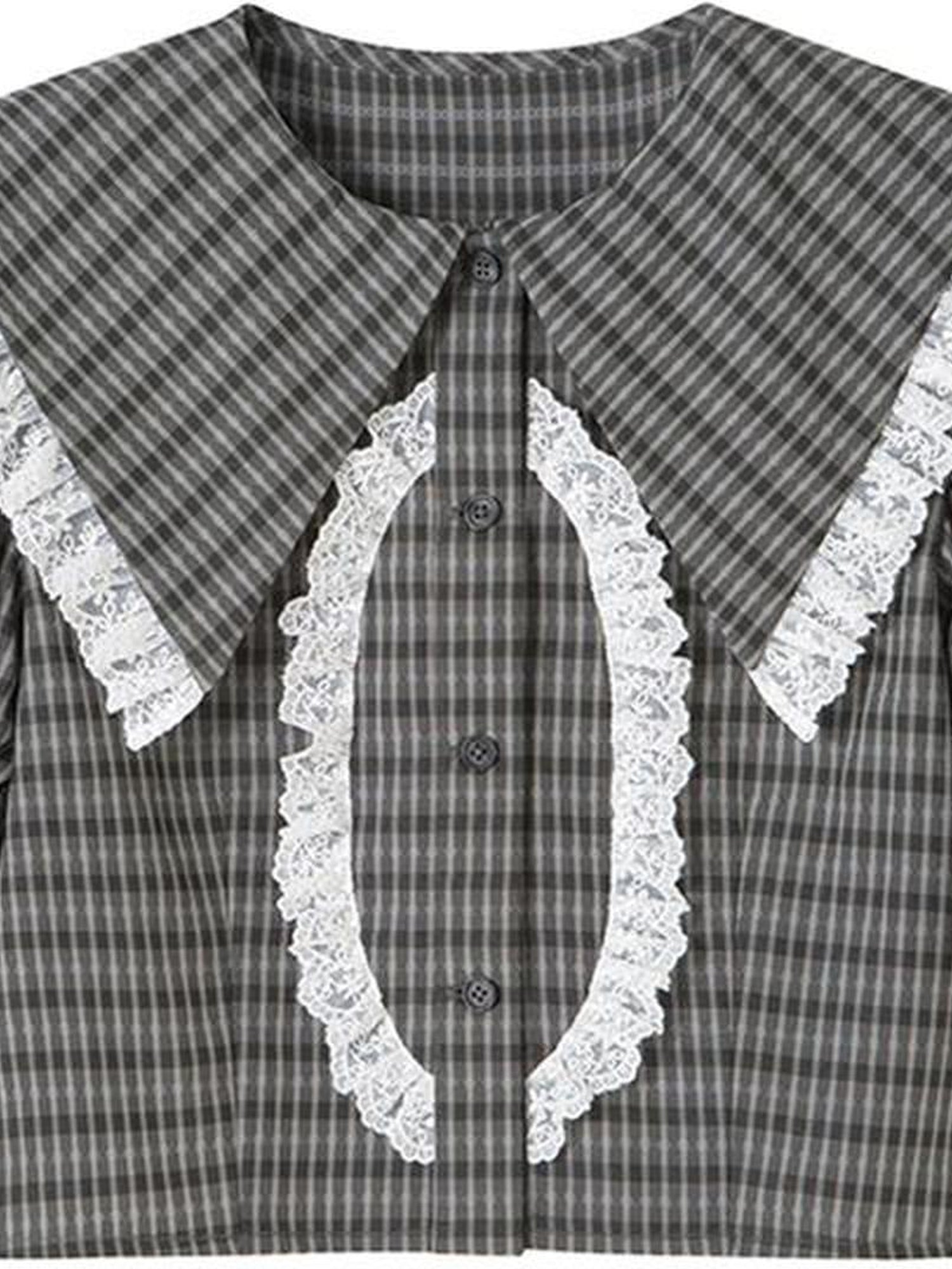 DIDDI MODA Sweet Tart Plaid Set Puff Sleeve Top Pleated Skirt