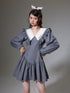 DIDDI MODA Sweet Vintage V Neck Peplum Dress