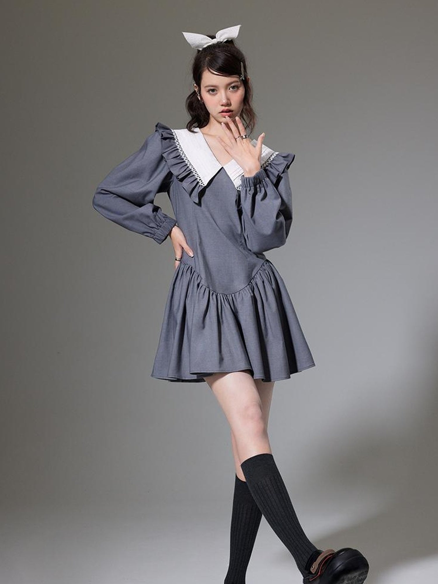 DIDDI MODA Sweet Vintage V Neck Peplum Dress