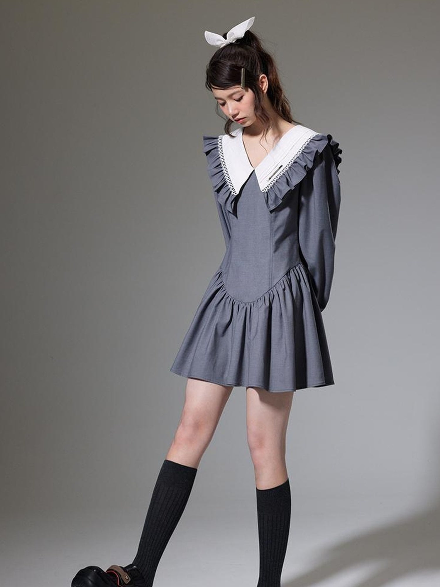 DIDDI MODA Sweet Vintage V Neck Peplum Dress