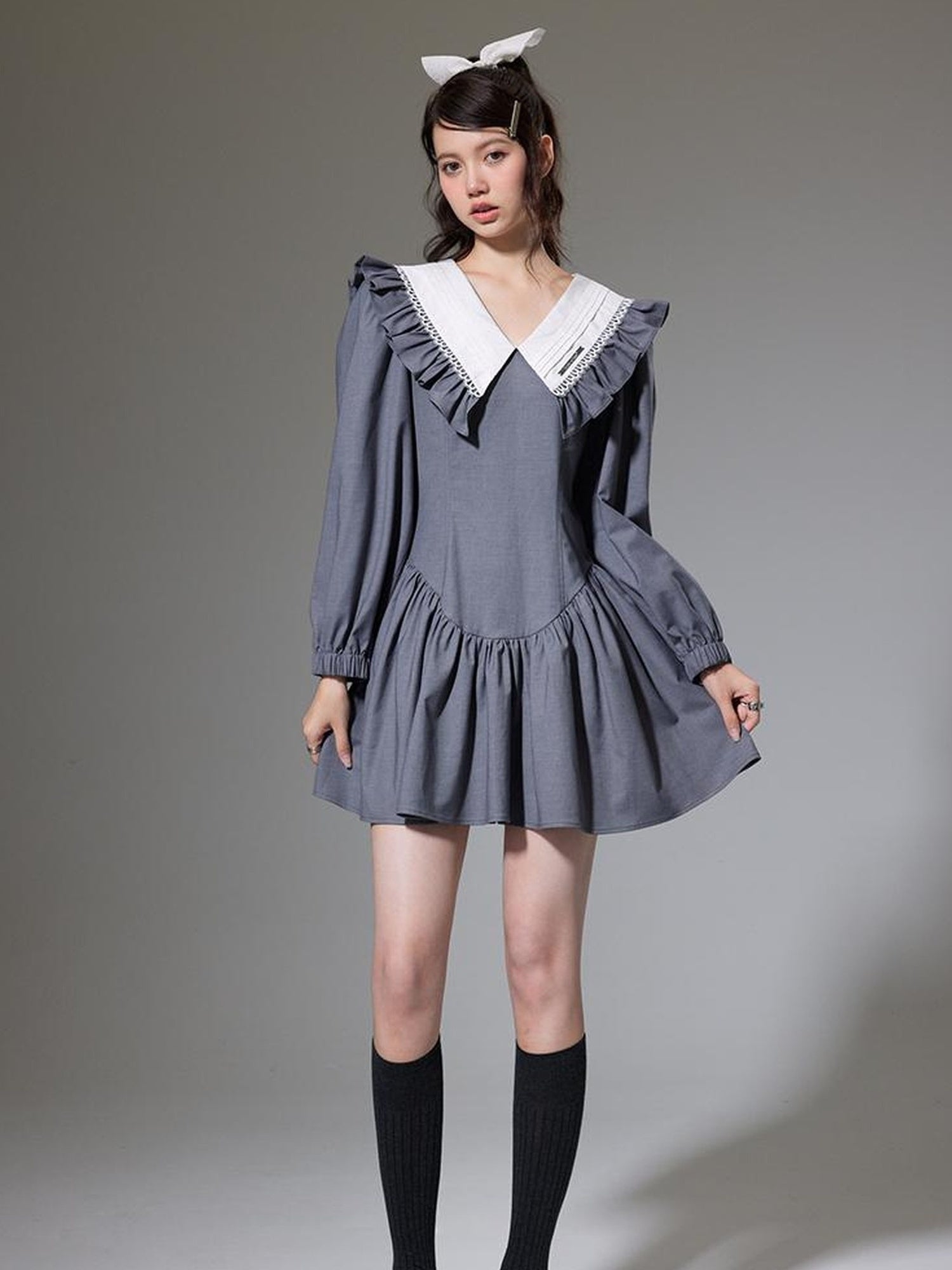 DIDDI MODA Sweet Vintage V Neck Peplum Dress