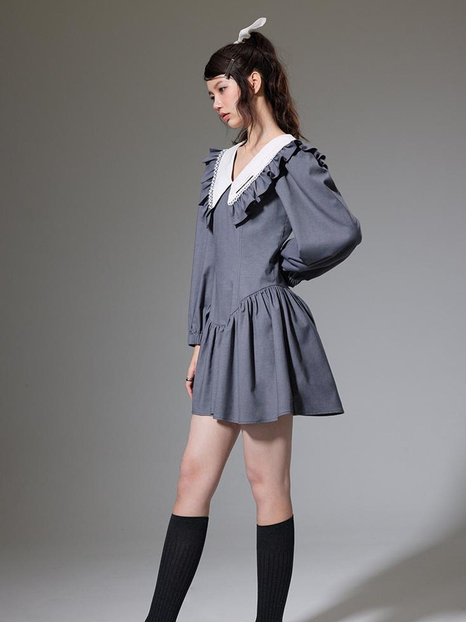 DIDDI MODA Sweet Vintage V Neck Peplum Dress