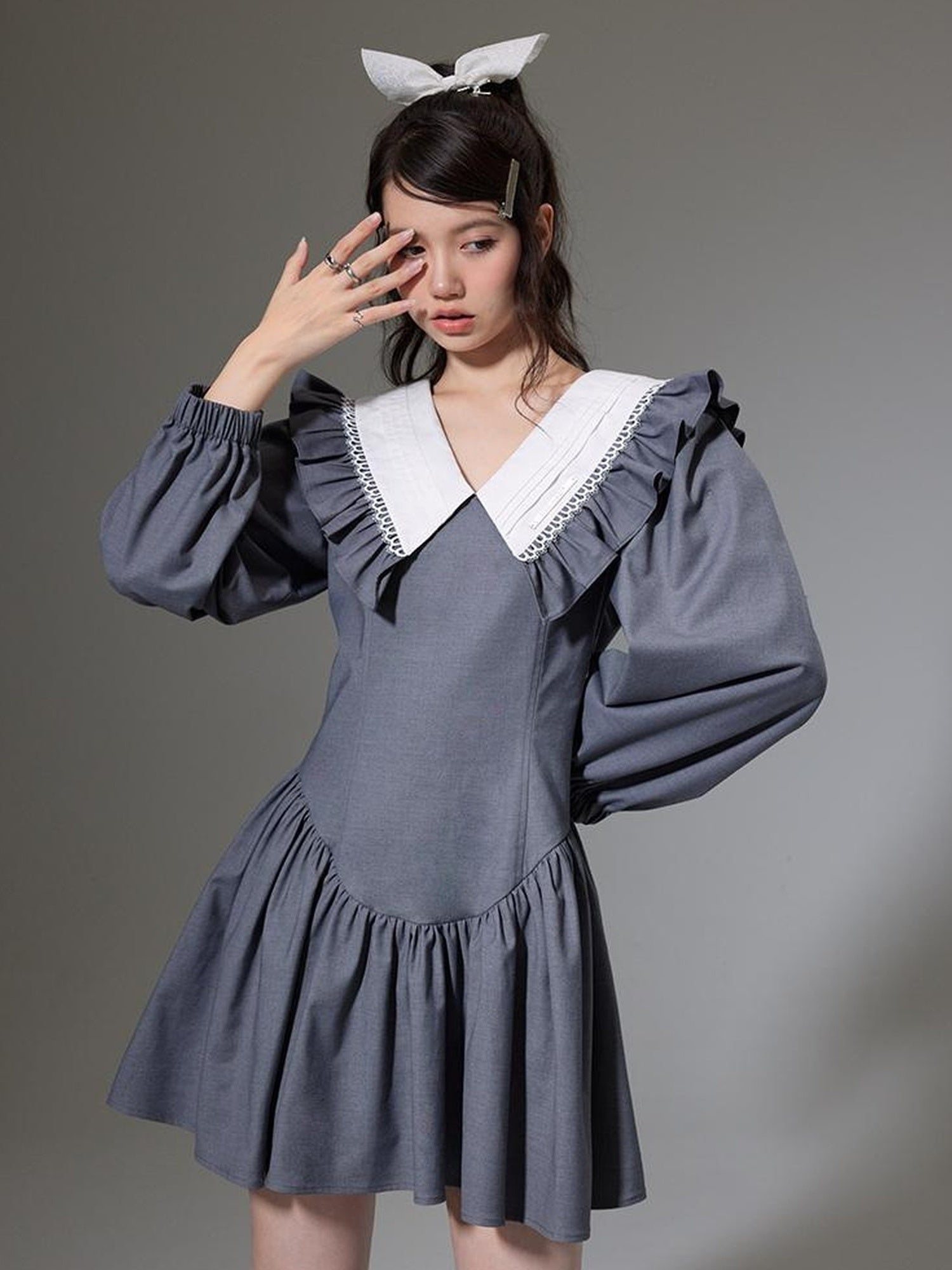 DIDDI MODA Sweet Vintage V Neck Peplum Dress