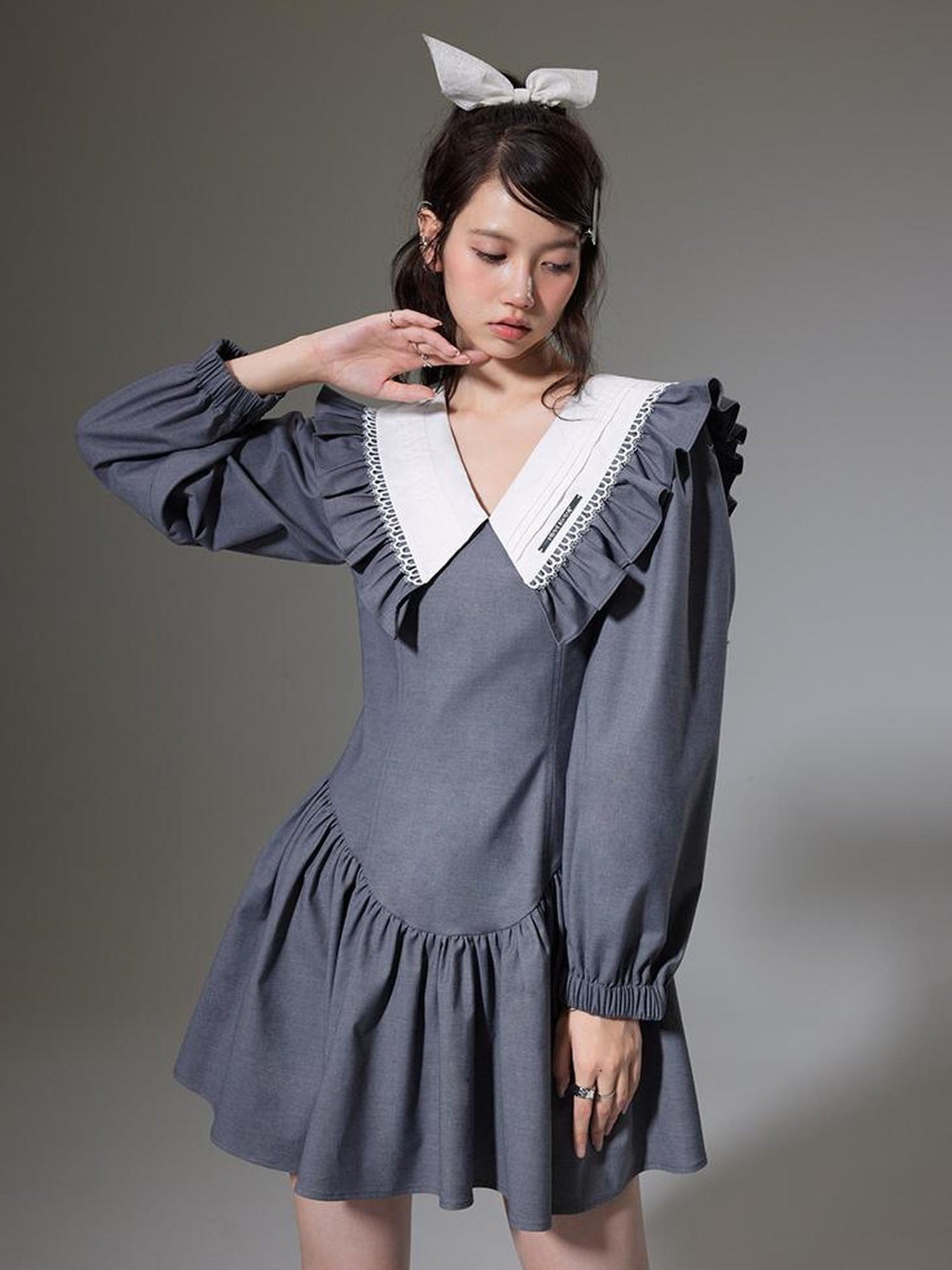 DIDDI MODA Sweet Vintage V Neck Peplum Dress