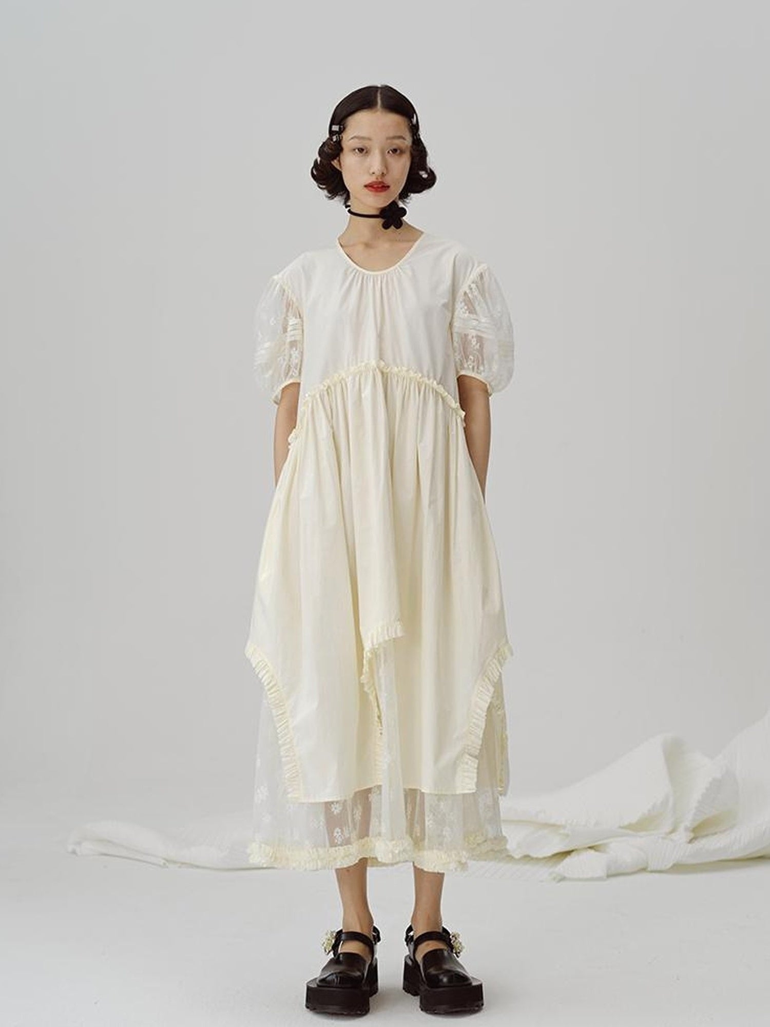 DIDDI MODA Sweetheart Lace Hem Shirt Dress